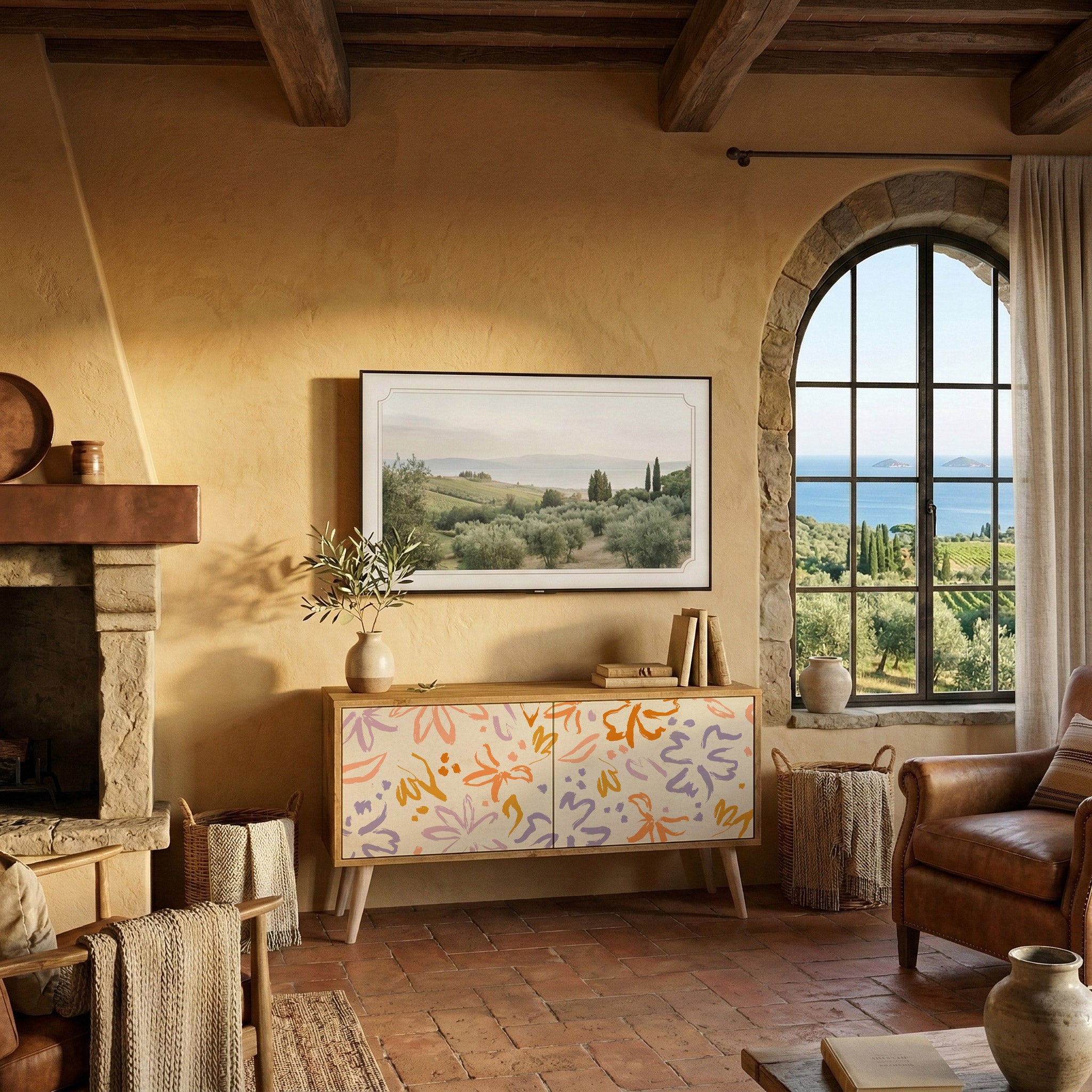 SPRING WHIMSY Mueble de TV Compacto de 2 puertas