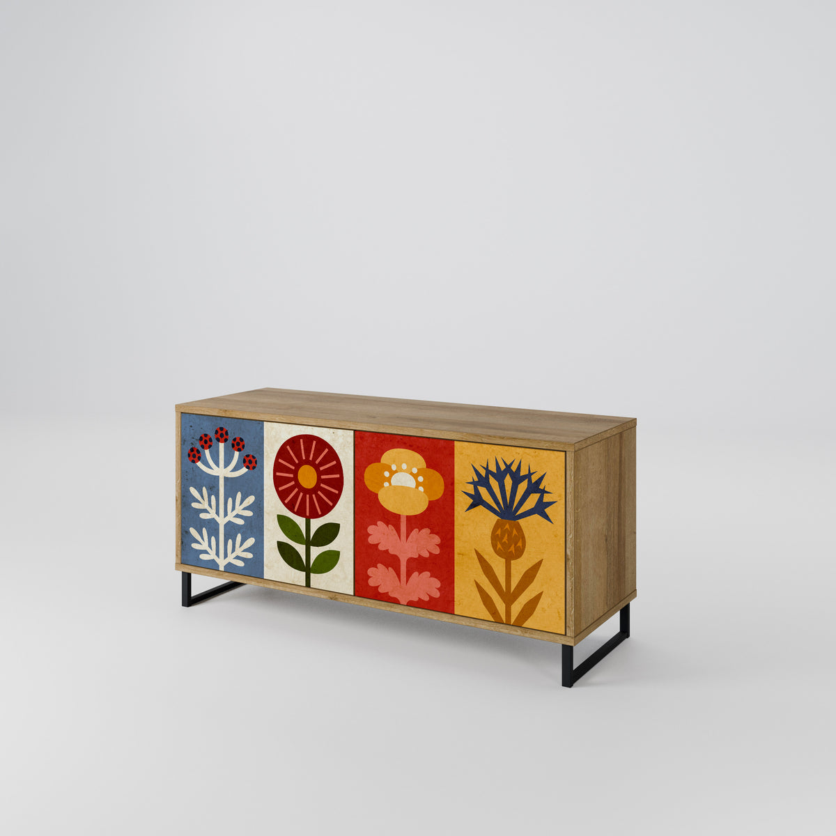 SCANDIC FLOWERET Mueble de TV Compacto de 2 puertas