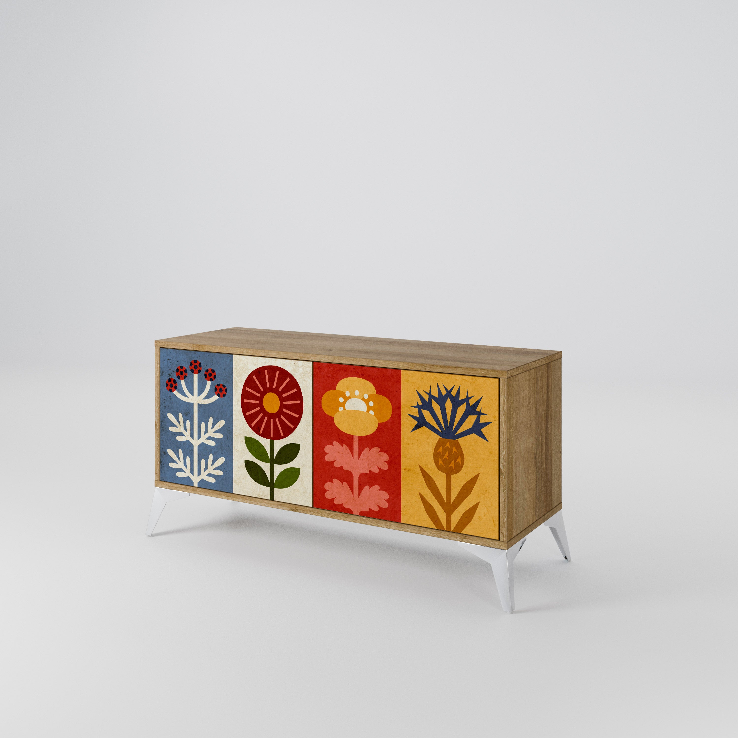 SCANDIC FLOWERET Mueble de TV Compacto de 2 puertas