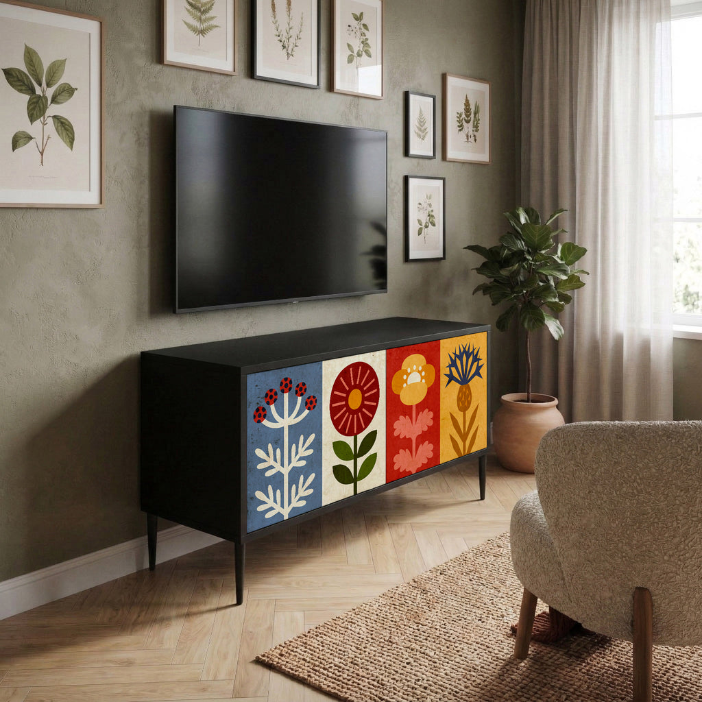 SCANDIC FLOWERET Mueble de TV Compacto de 2 puertas