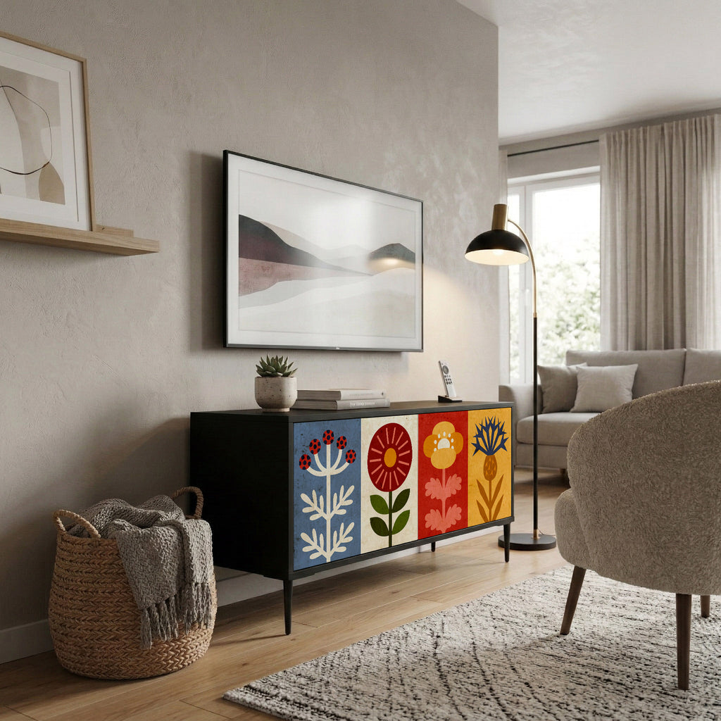 SCANDIC FLOWERET Mueble de TV Compacto de 2 puertas