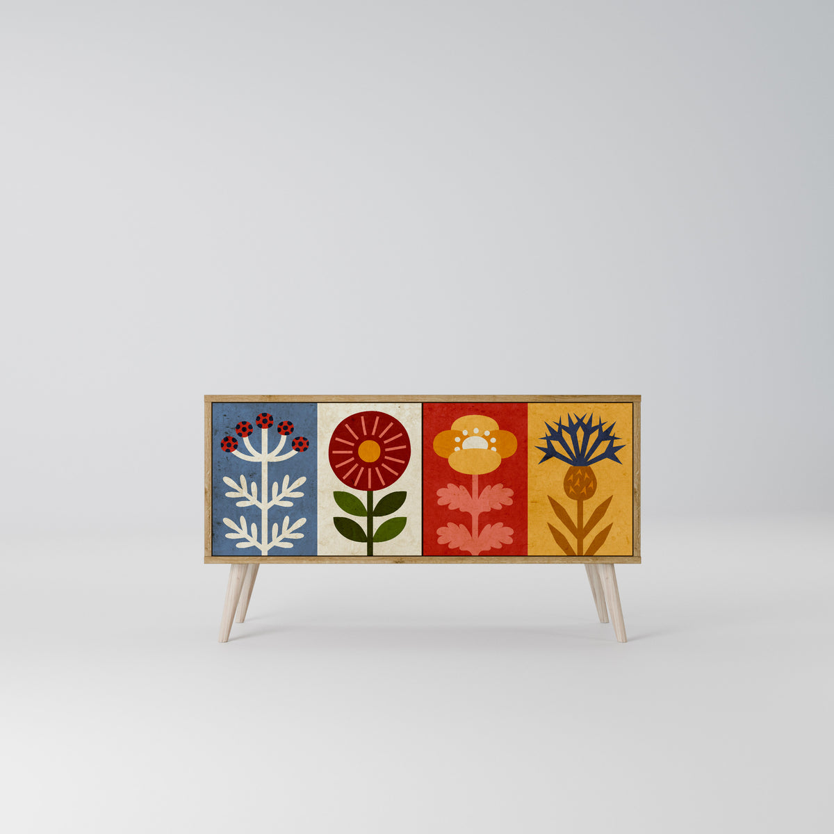 SCANDIC FLOWERET Mueble de TV Compacto de 2 puertas