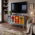 SCANDIC FLOWERET Mueble de TV Compacto de 2 puertas