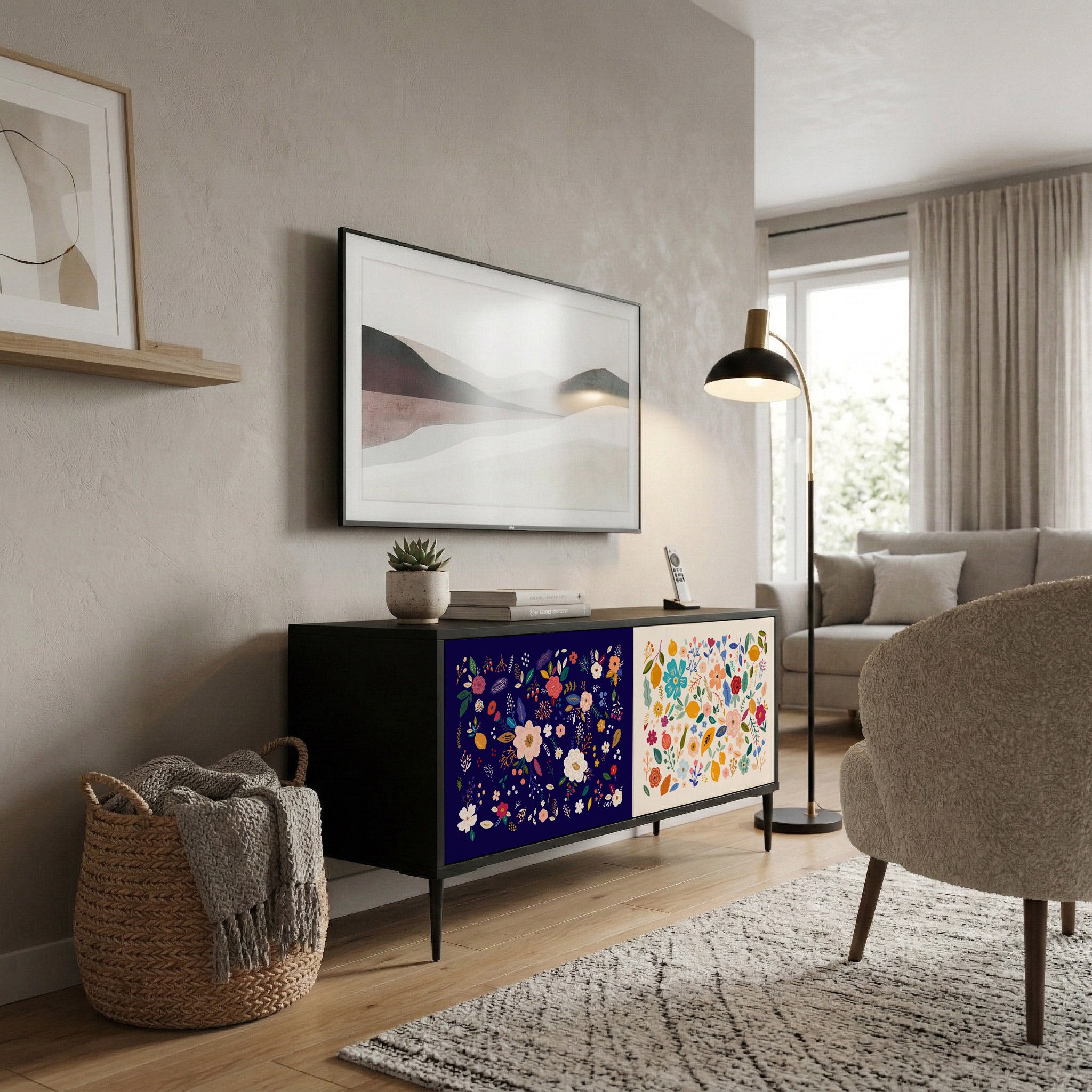 FLORAL COMBINATION Mueble de TV Compacto de 2 puertas