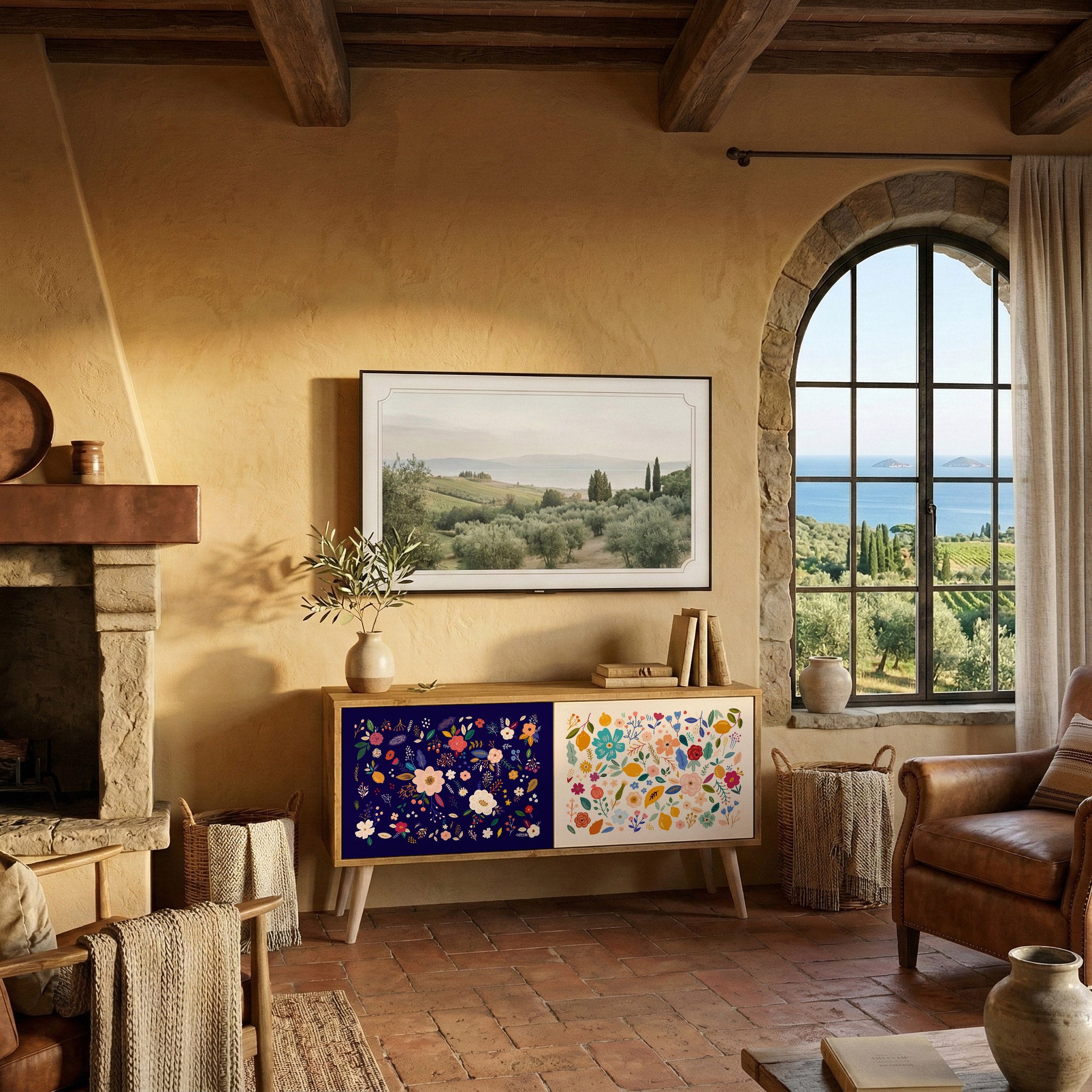 FLORAL COMBINATION Mueble de TV Compacto de 2 puertas