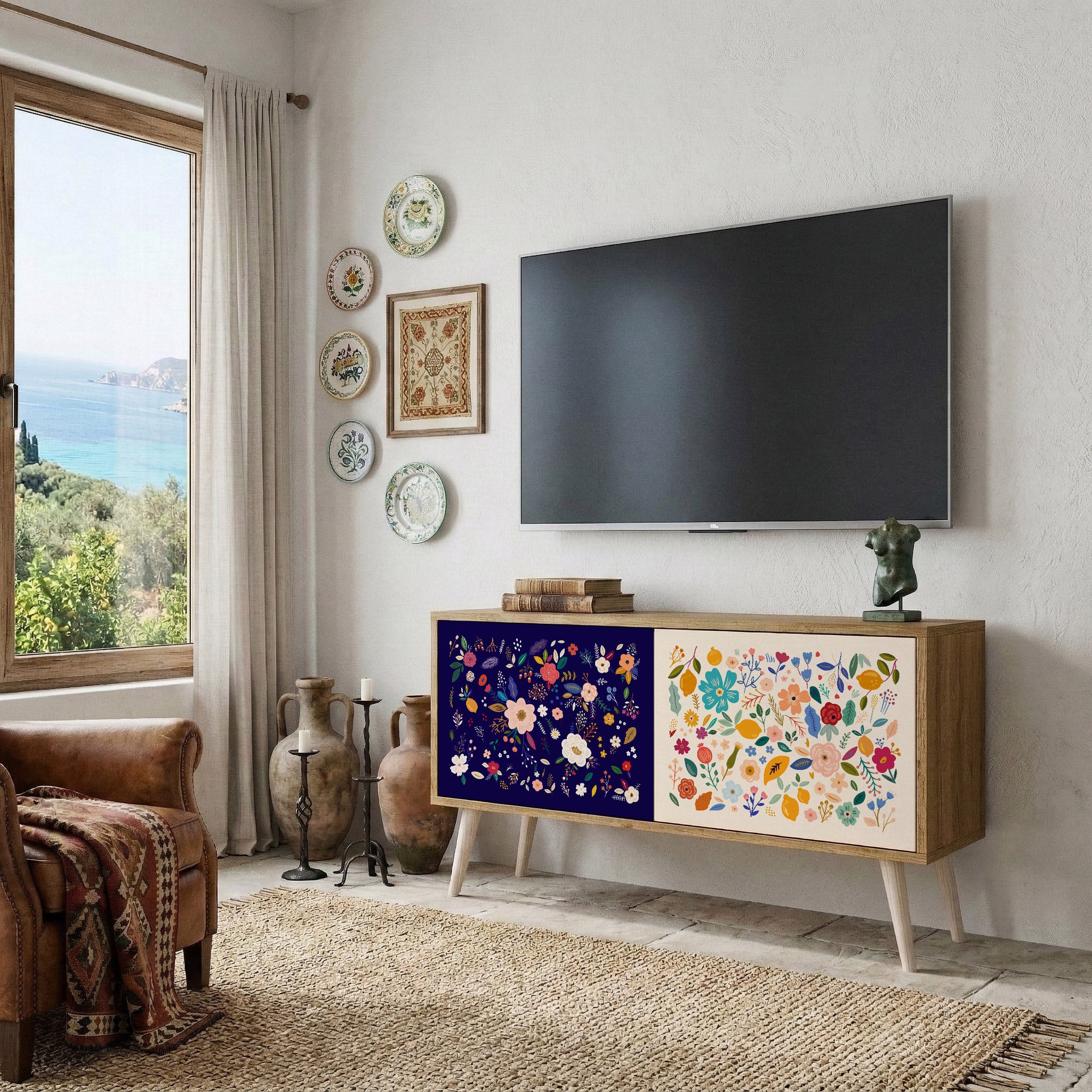 FLORAL COMBINATION Mueble de TV Compacto de 2 puertas