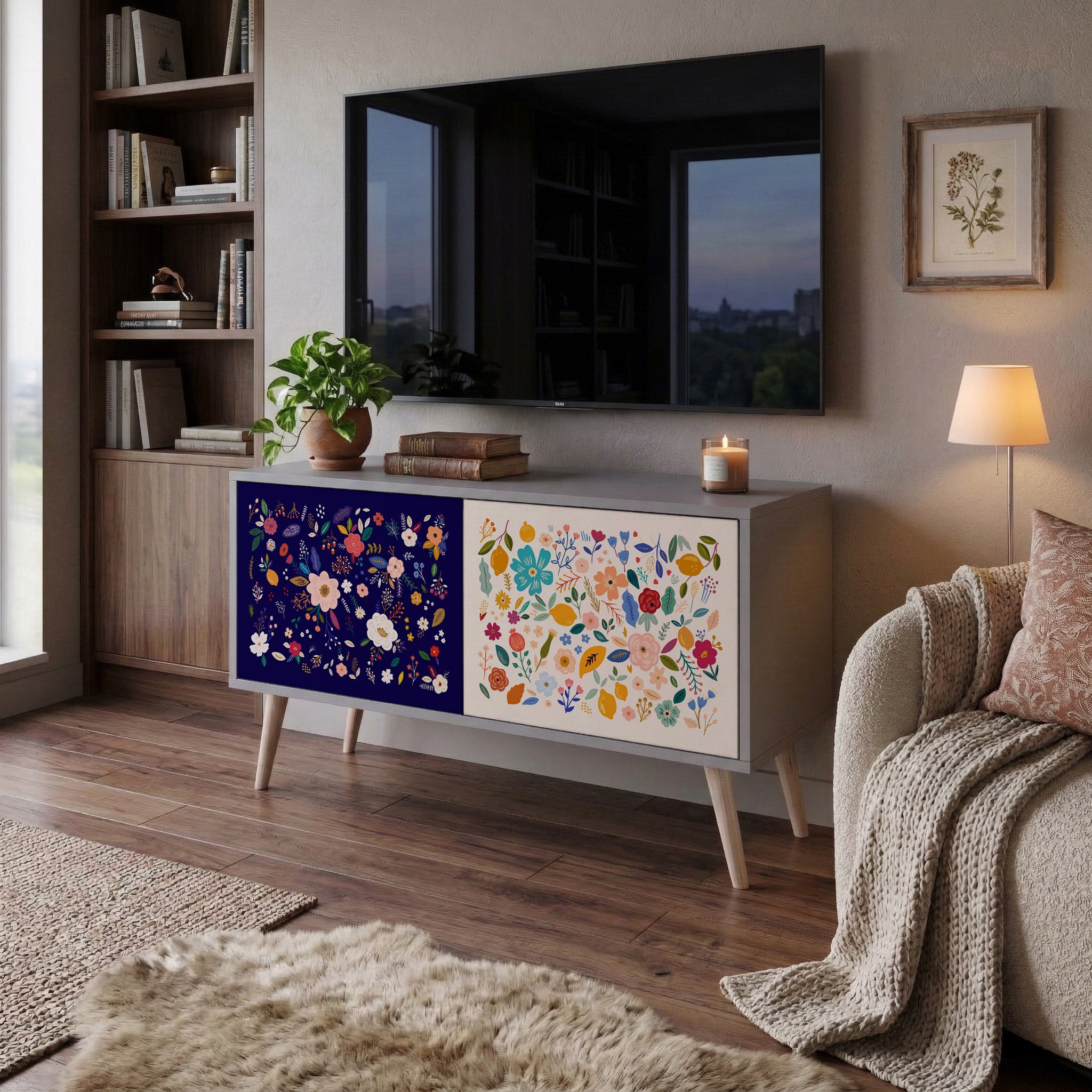 FLORAL COMBINATION Mueble de TV Compacto de 2 puertas