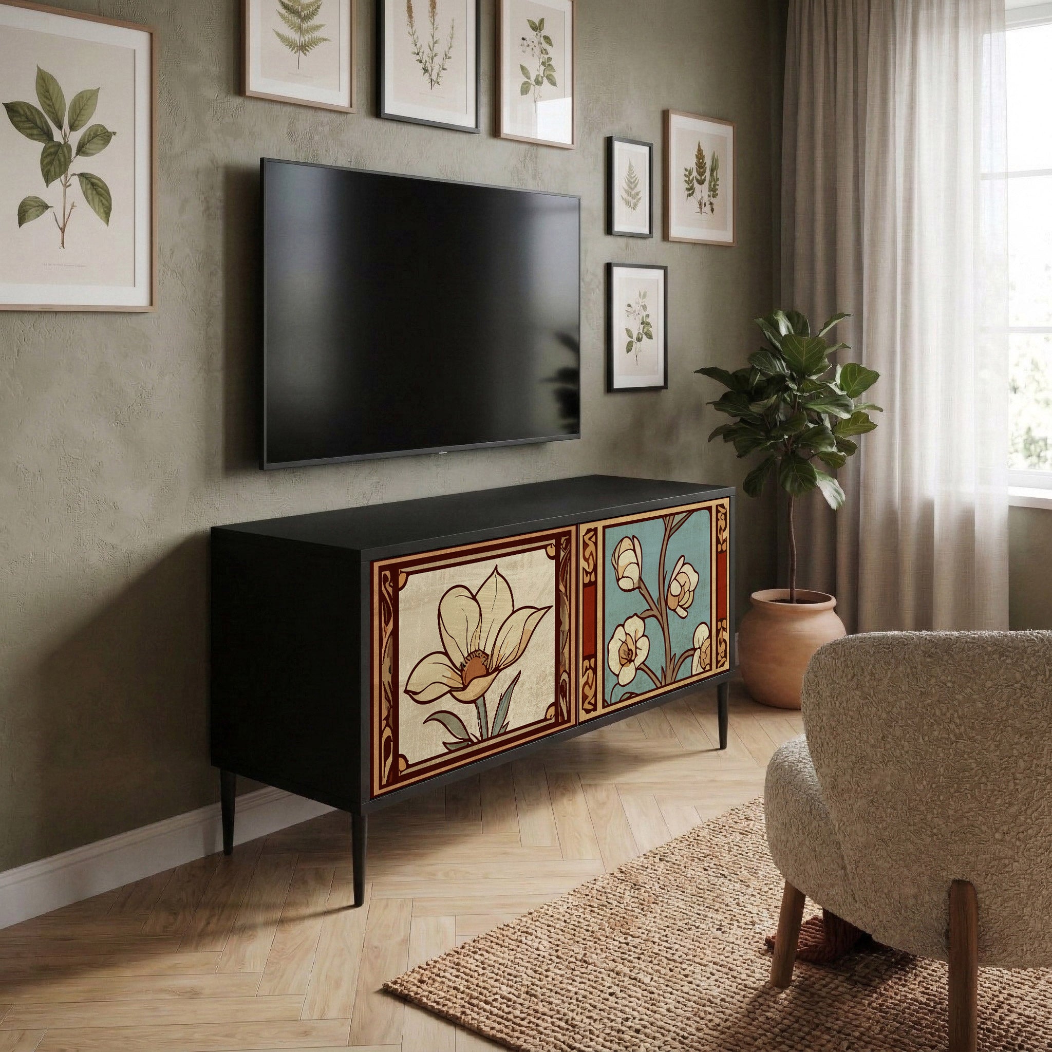 TIMELESS FLORA Mueble de TV Compacto de 2 puertas