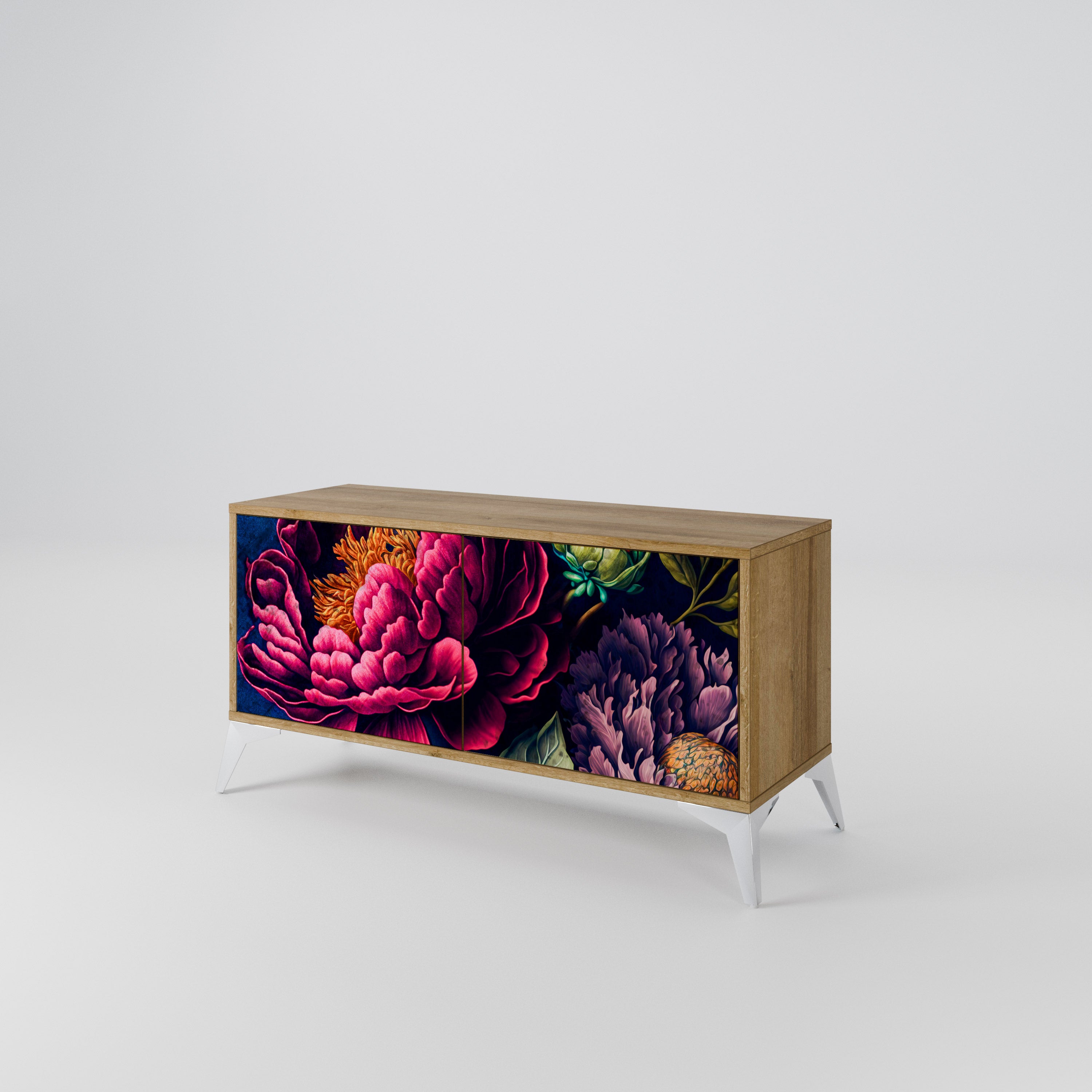 BLOOMING ELEGANCE Compact 2-Door TV Cabinet