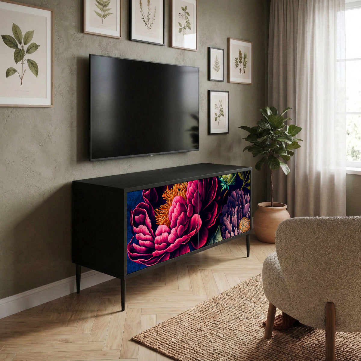 BLOOMING ELEGANCE Mueble de TV Compacto de 2 puertas
