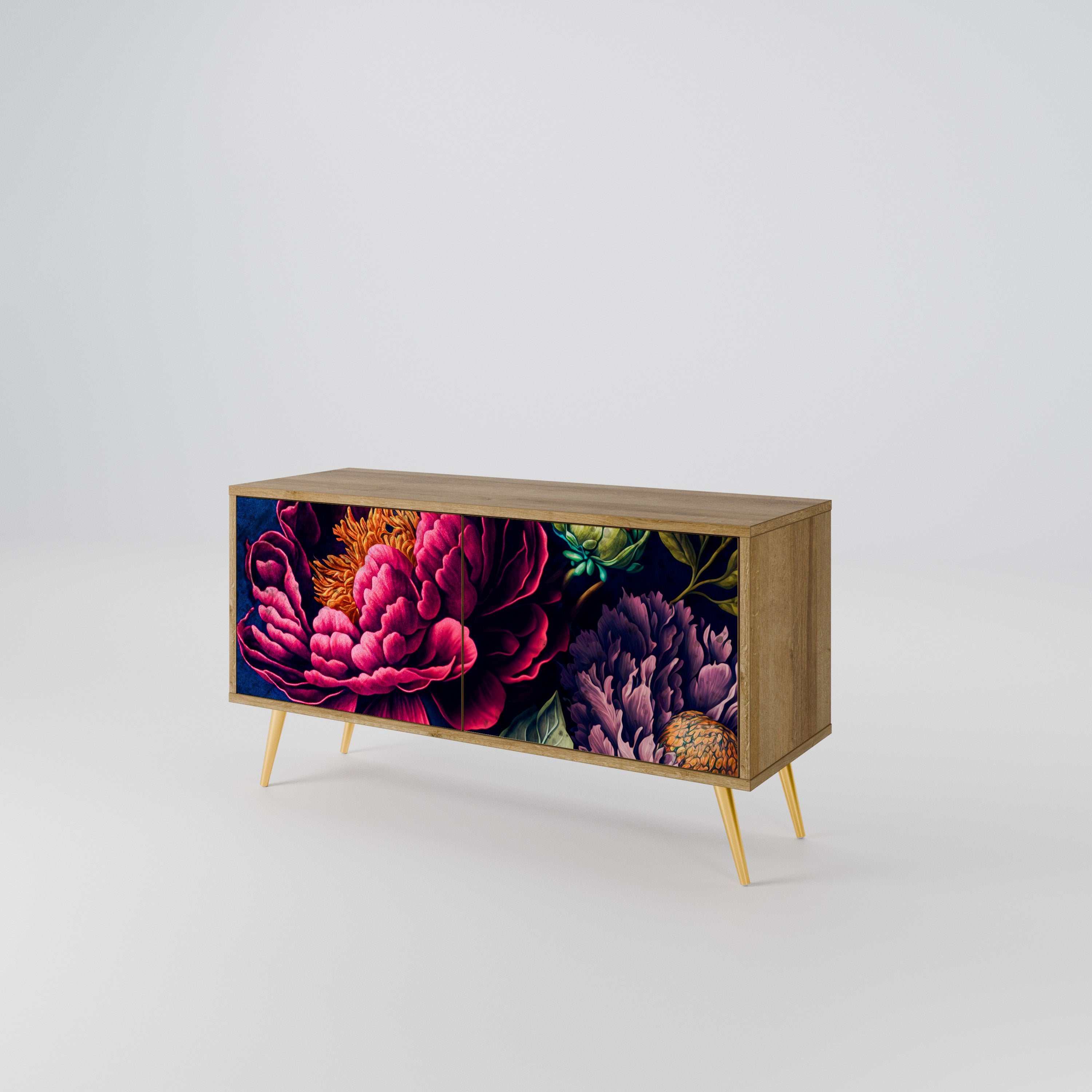 BLOOMING ELEGANCE Compact 2-Door TV Cabinet
