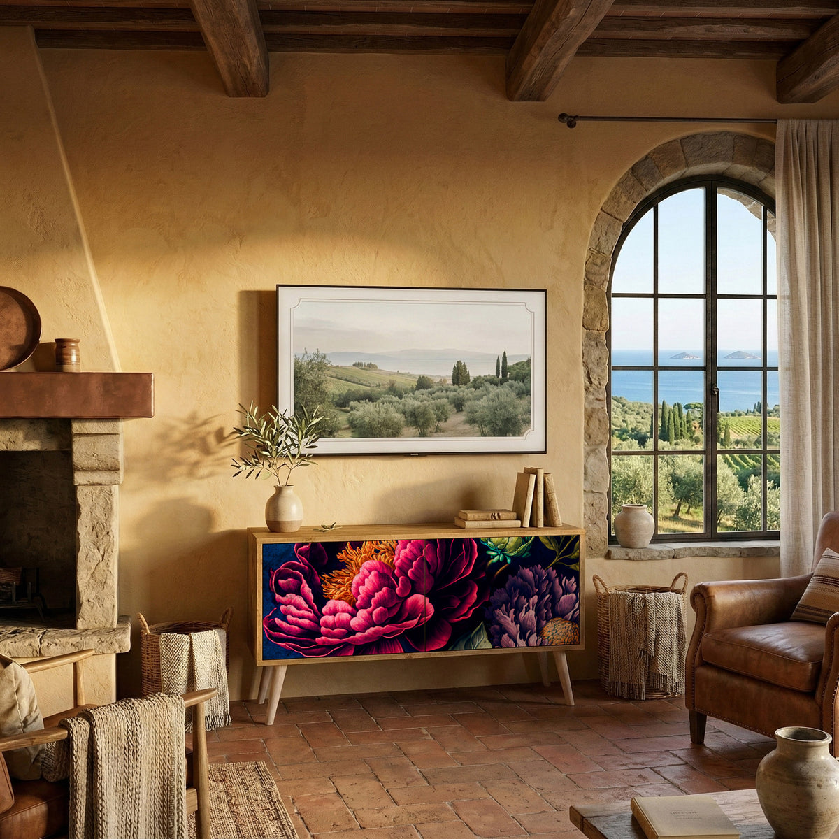 BLOOMING ELEGANCE Mueble de TV Compacto de 2 puertas