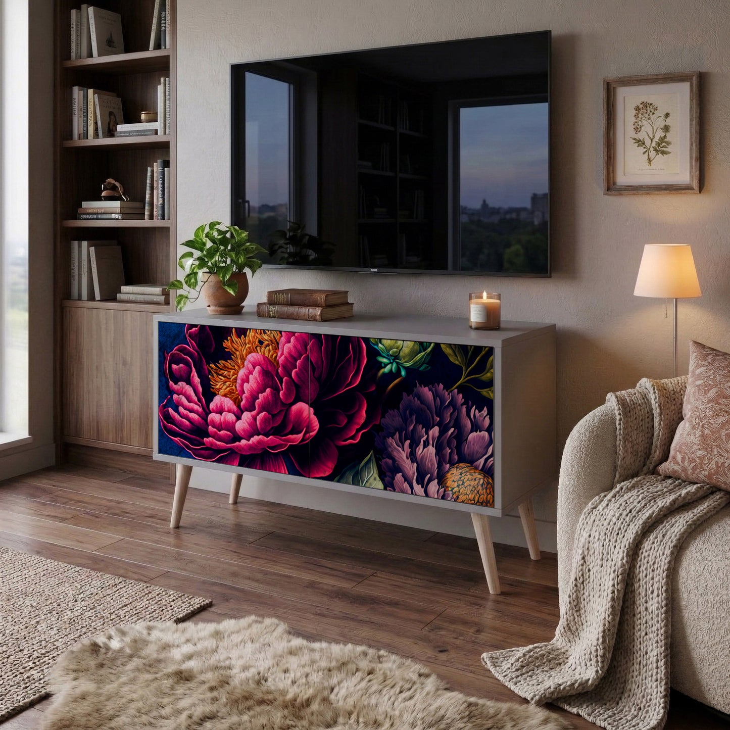 BLOOMING ELEGANCE Mueble de TV Compacto de 2 puertas