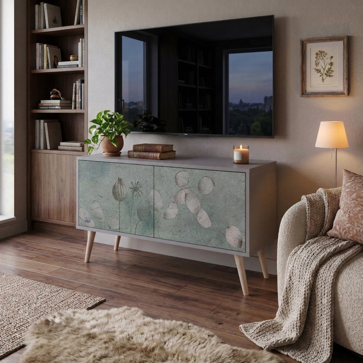 NIGHT LADY Mueble de TV Compacto de 2 puertas