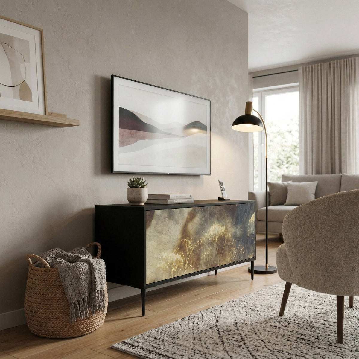 GENTLE POWER Mueble de TV Compacto de 2 puertas