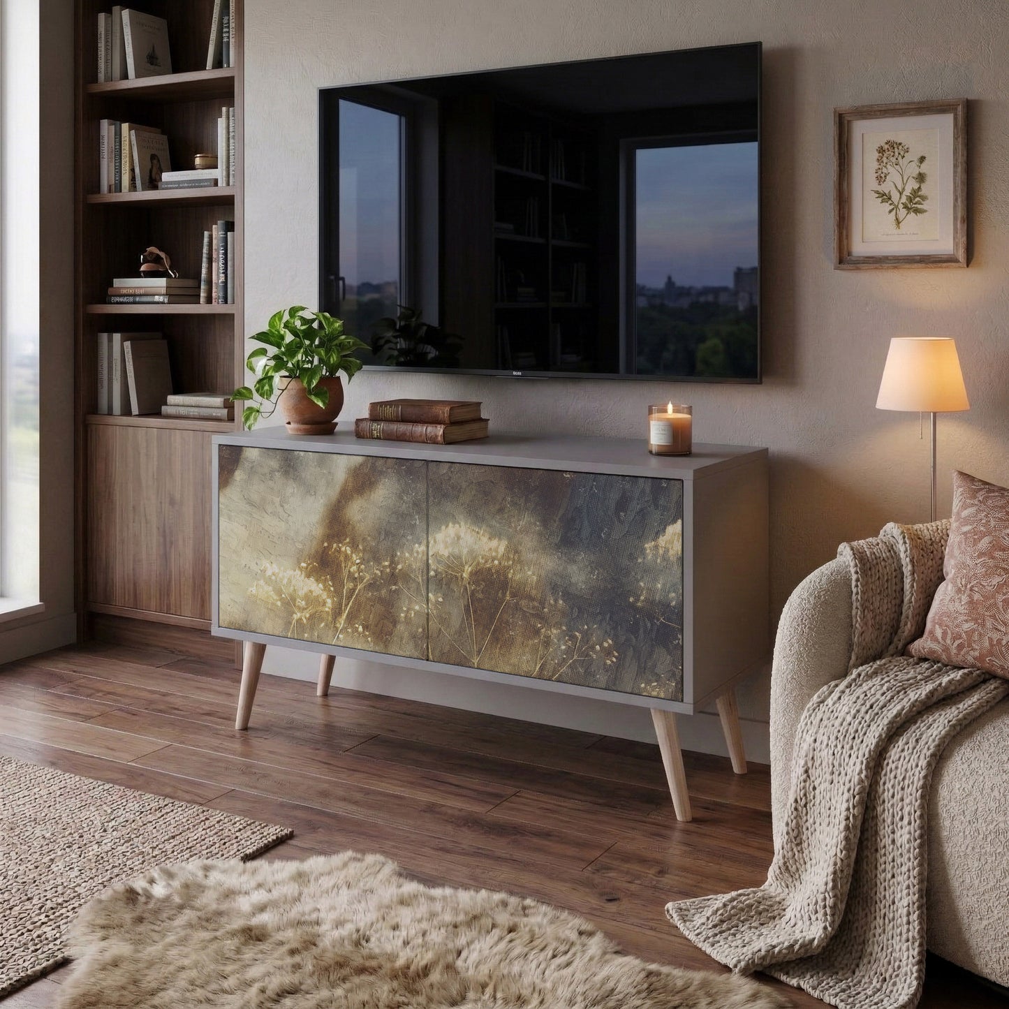 GENTLE POWER Mueble de TV Compacto de 2 puertas