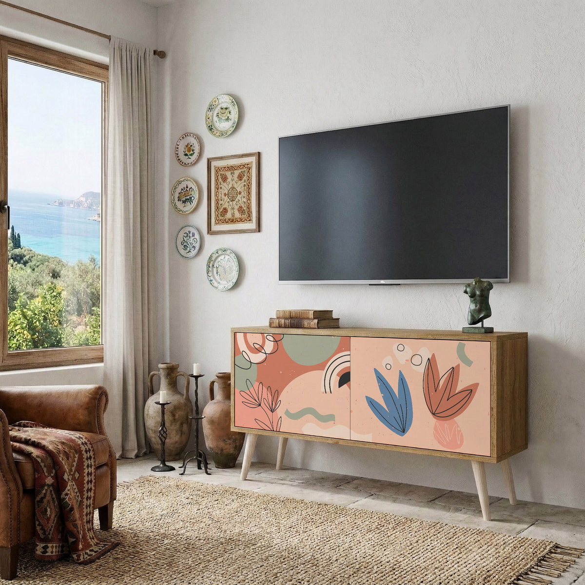 PASTEL DESTINY Mueble de TV Compacto de 2 puertas
