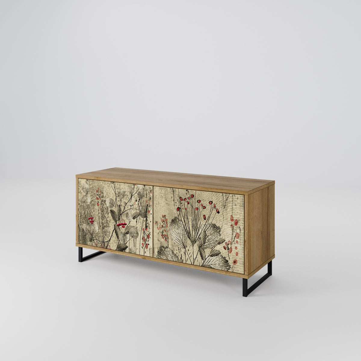 HERBAL GRACE Mueble de TV Compacto de 2 puertas