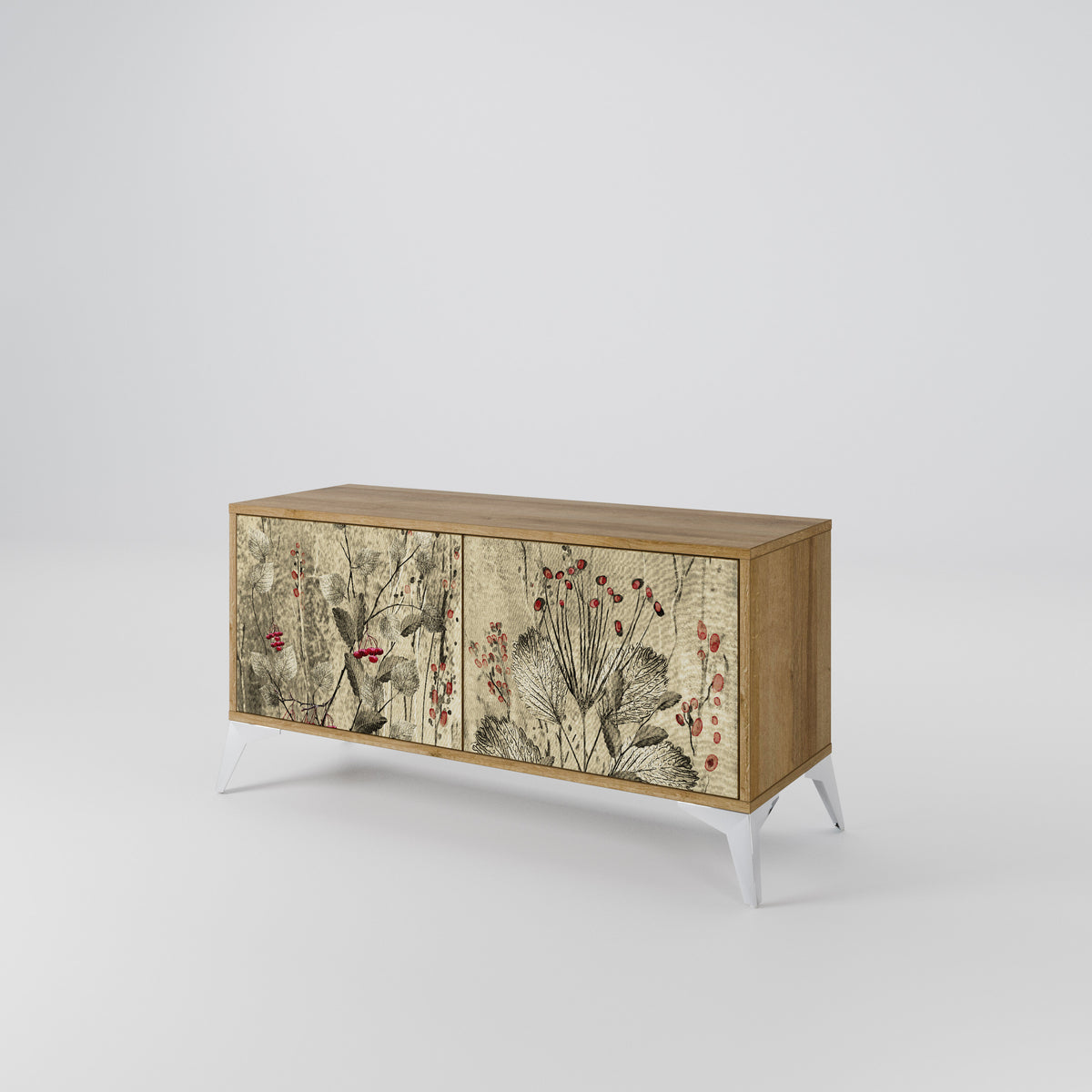 HERBAL GRACE Mueble de TV Compacto de 2 puertas