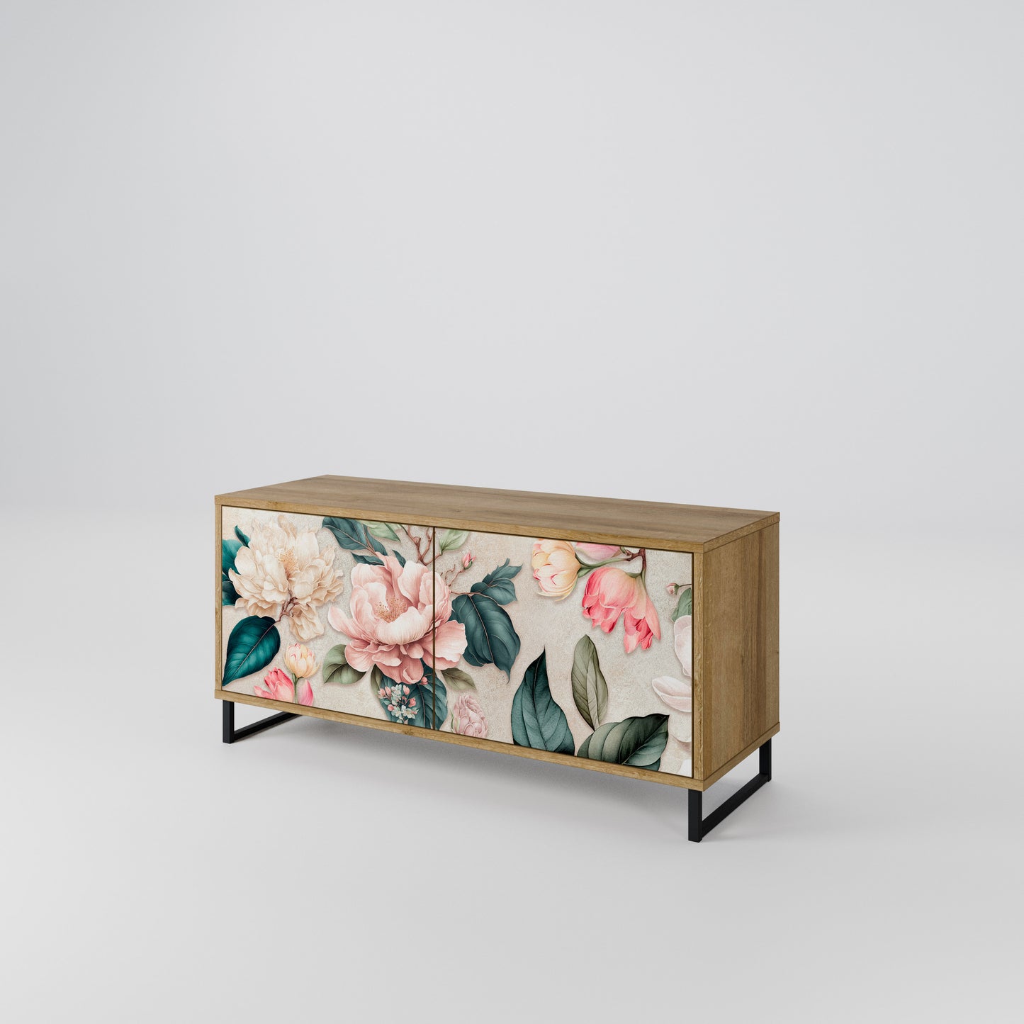 FLORAL GRACE Mueble de TV Compacto de 2 puertas