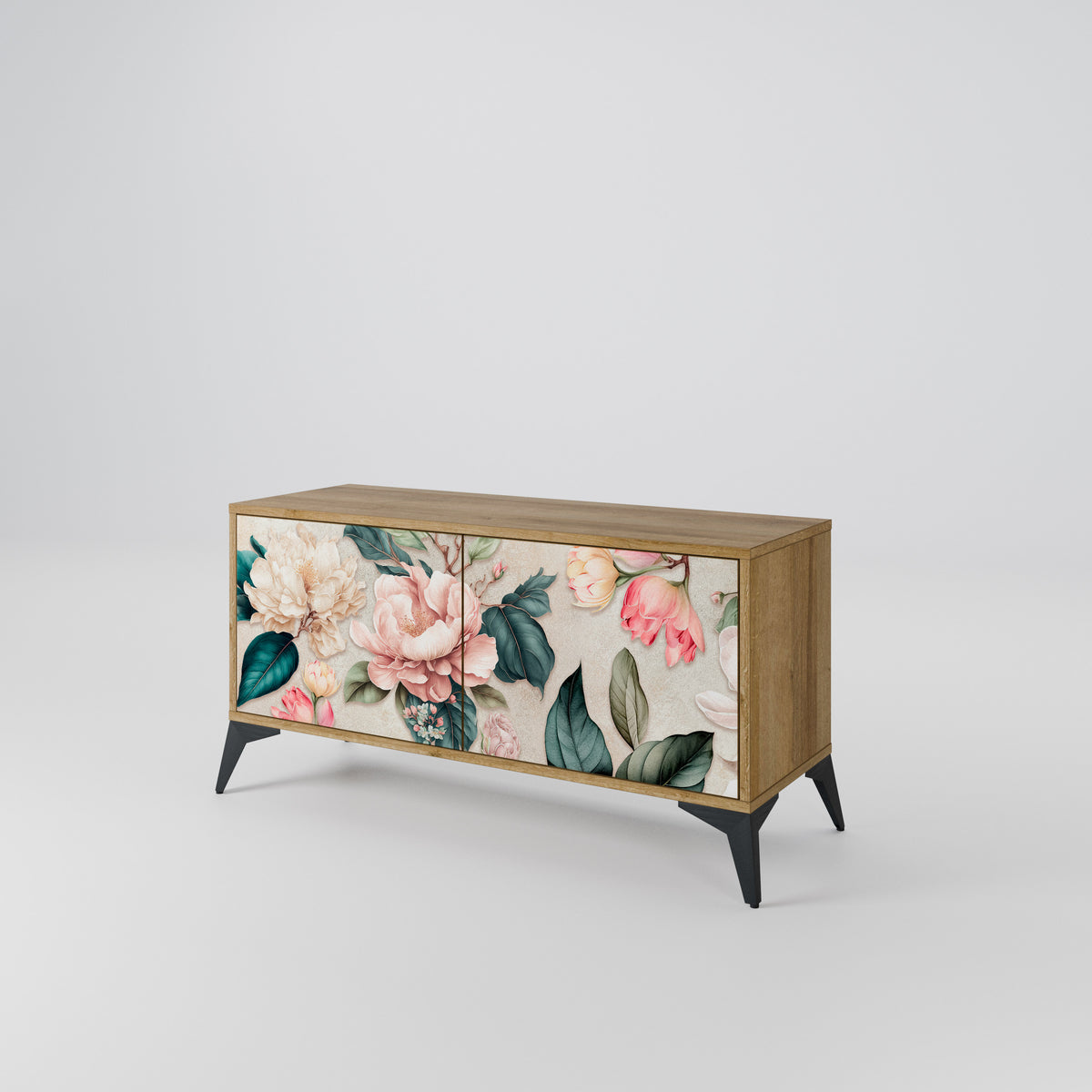 FLORAL GRACE Mueble de TV Compacto de 2 puertas