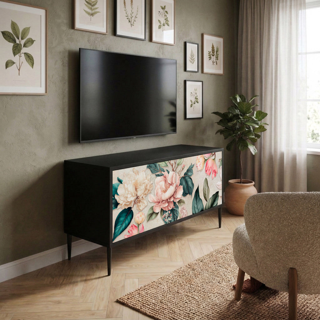 FLORAL GRACE Mueble de TV Compacto de 2 puertas