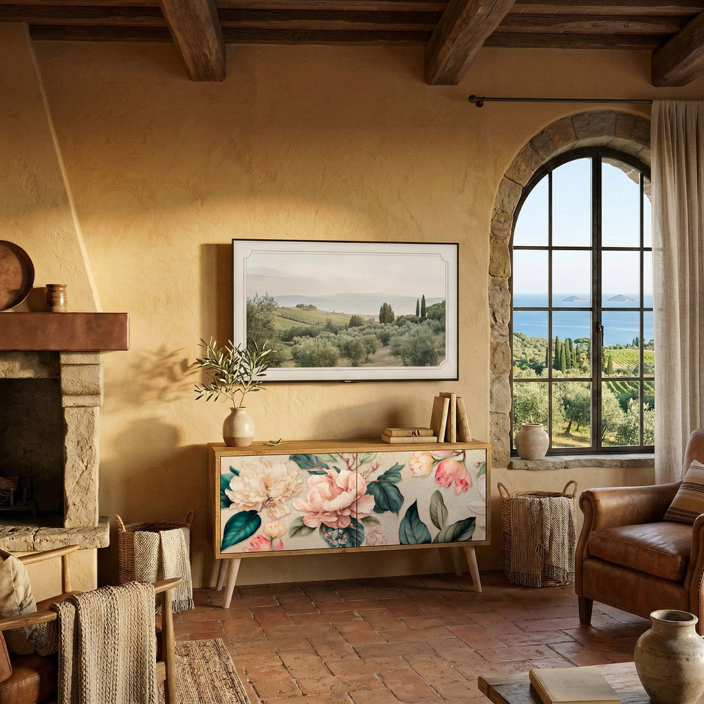 FLORAL GRACE Mueble de TV Compacto de 2 puertas