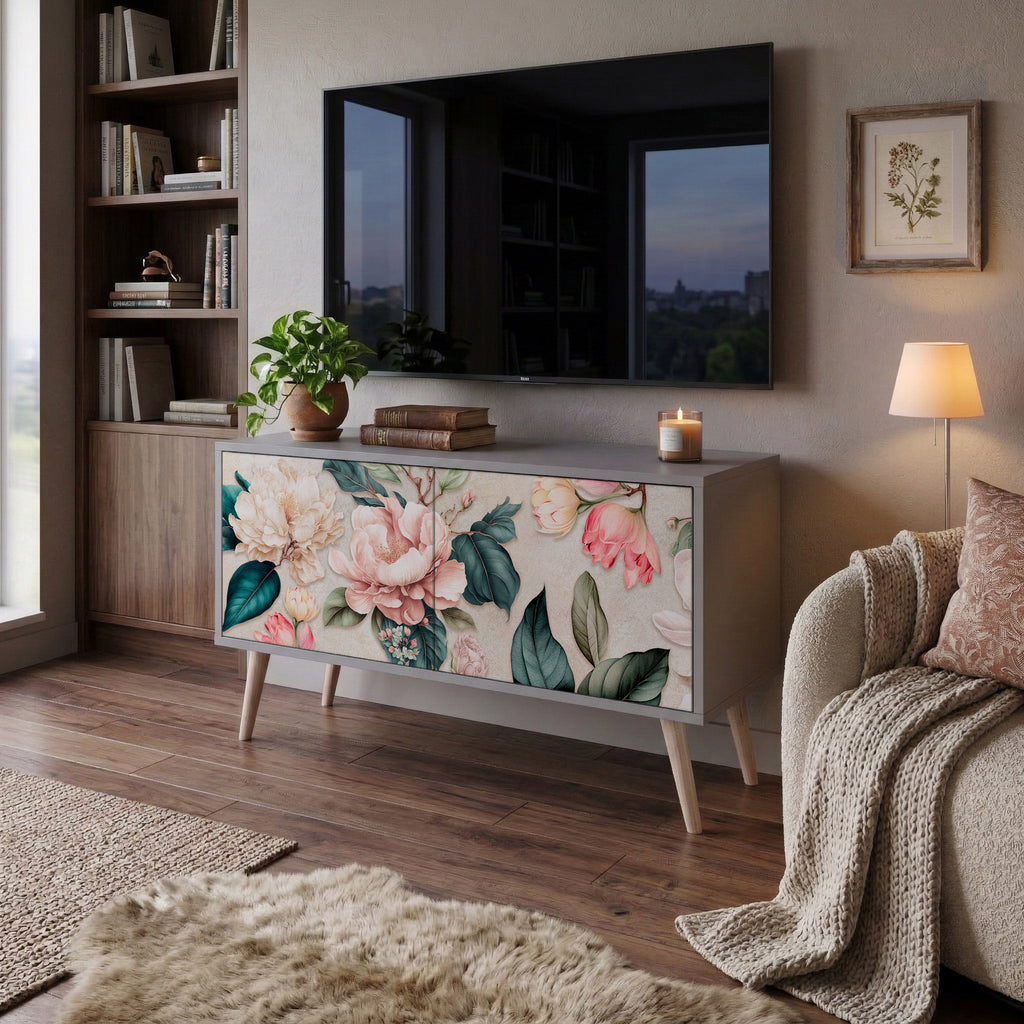 FLORAL GRACE Mueble de TV Compacto de 2 puertas