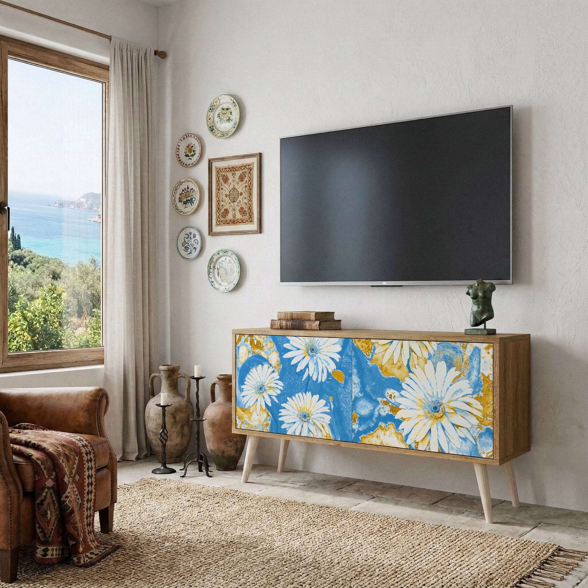 DAISY LUXE Mueble de TV Compacto de 2 puertas