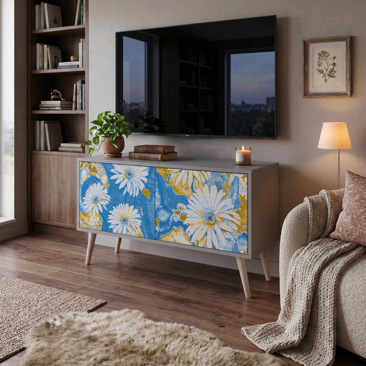 DAISY LUXE Mueble de TV Compacto de 2 puertas