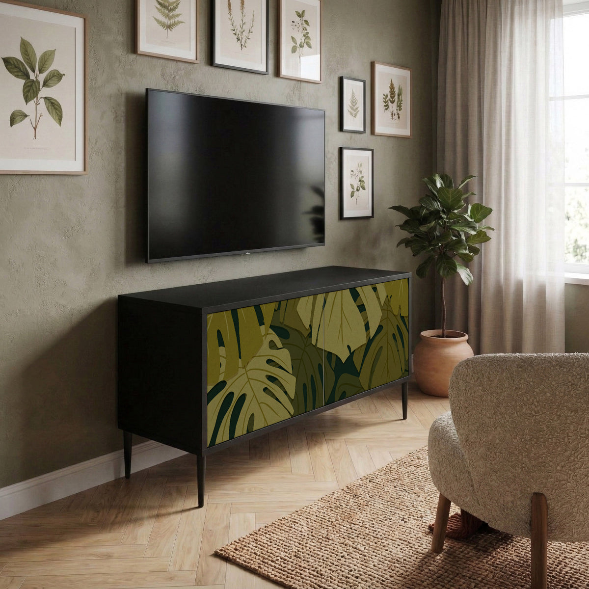 TROPICAL BEAUTY Mueble de TV Compacto de 2 puertas