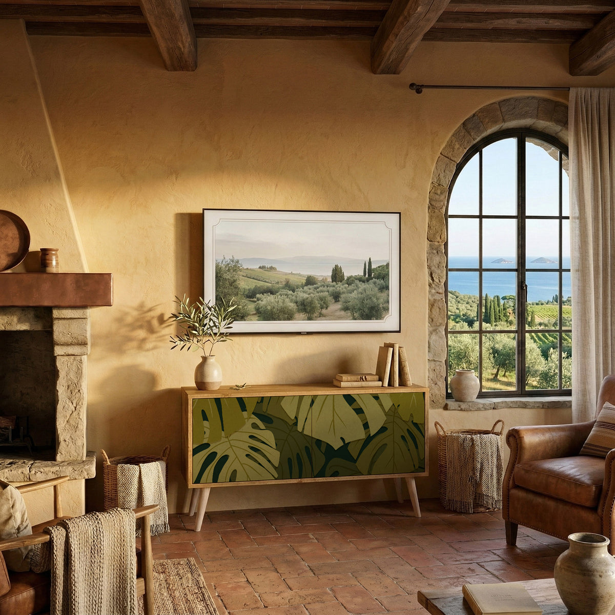 TROPICAL BEAUTY Mueble de TV Compacto de 2 puertas