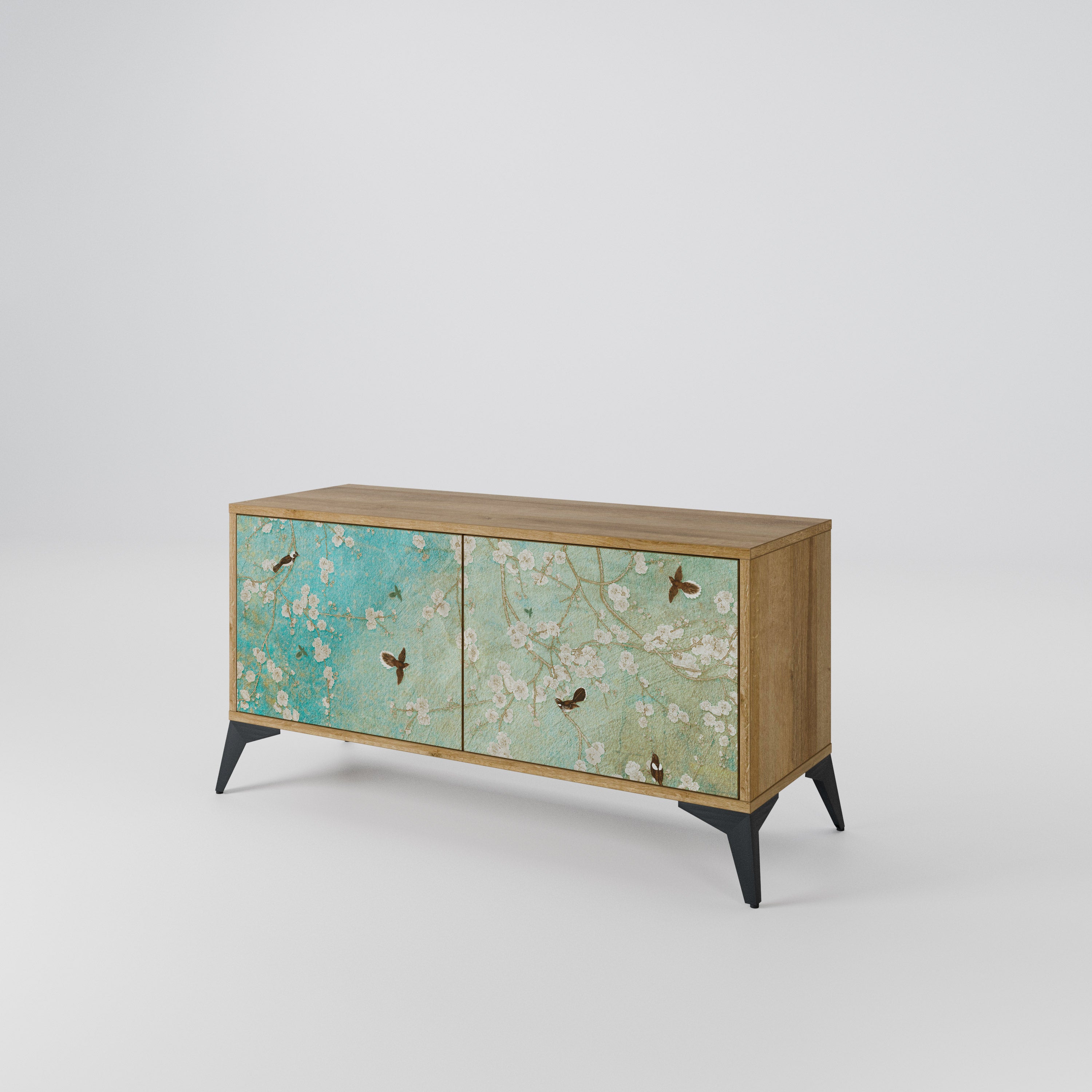 BLOOMING CHARM Mueble de TV Compacto de 2 puertas