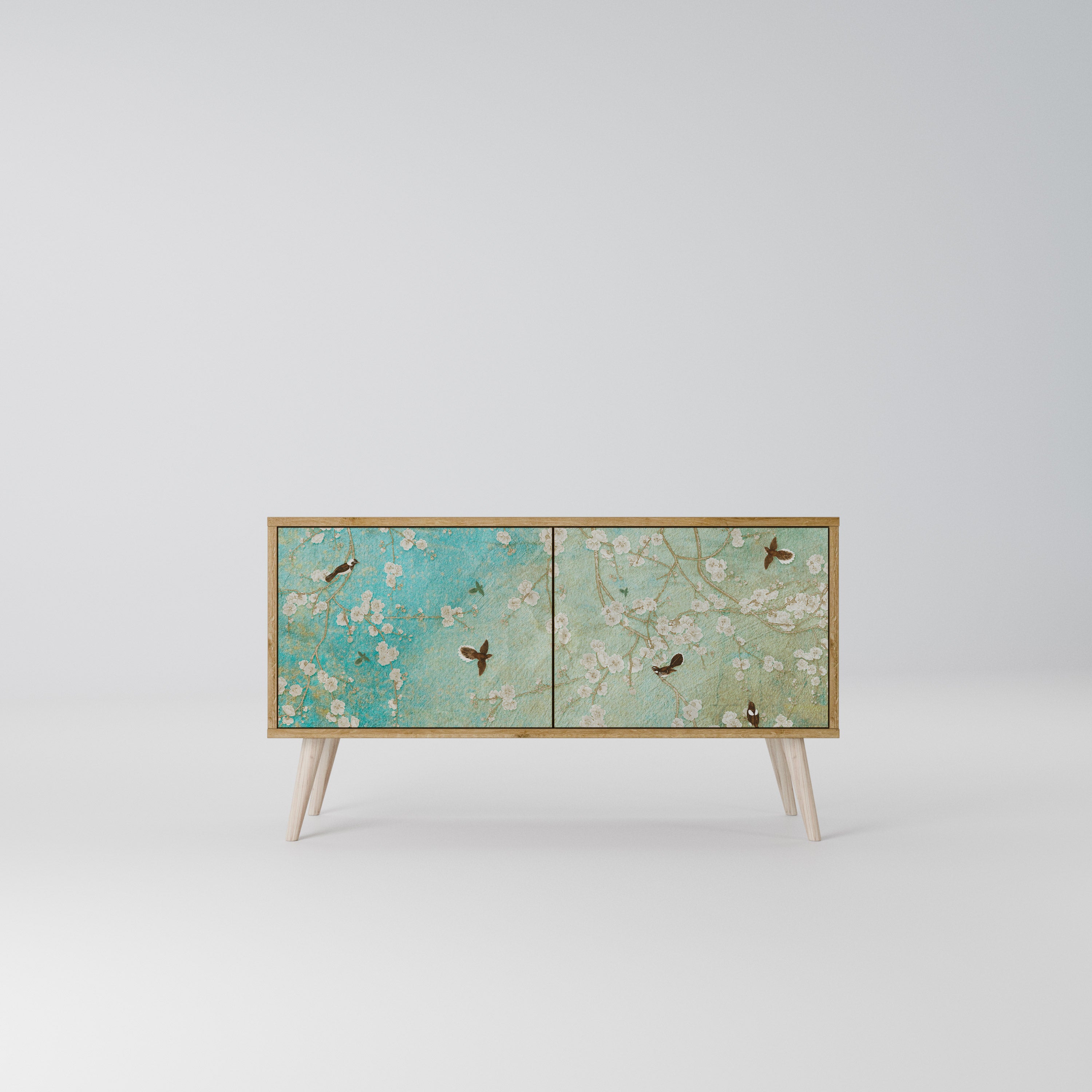 BLOOMING CHARM Mueble de TV Compacto de 2 puertas