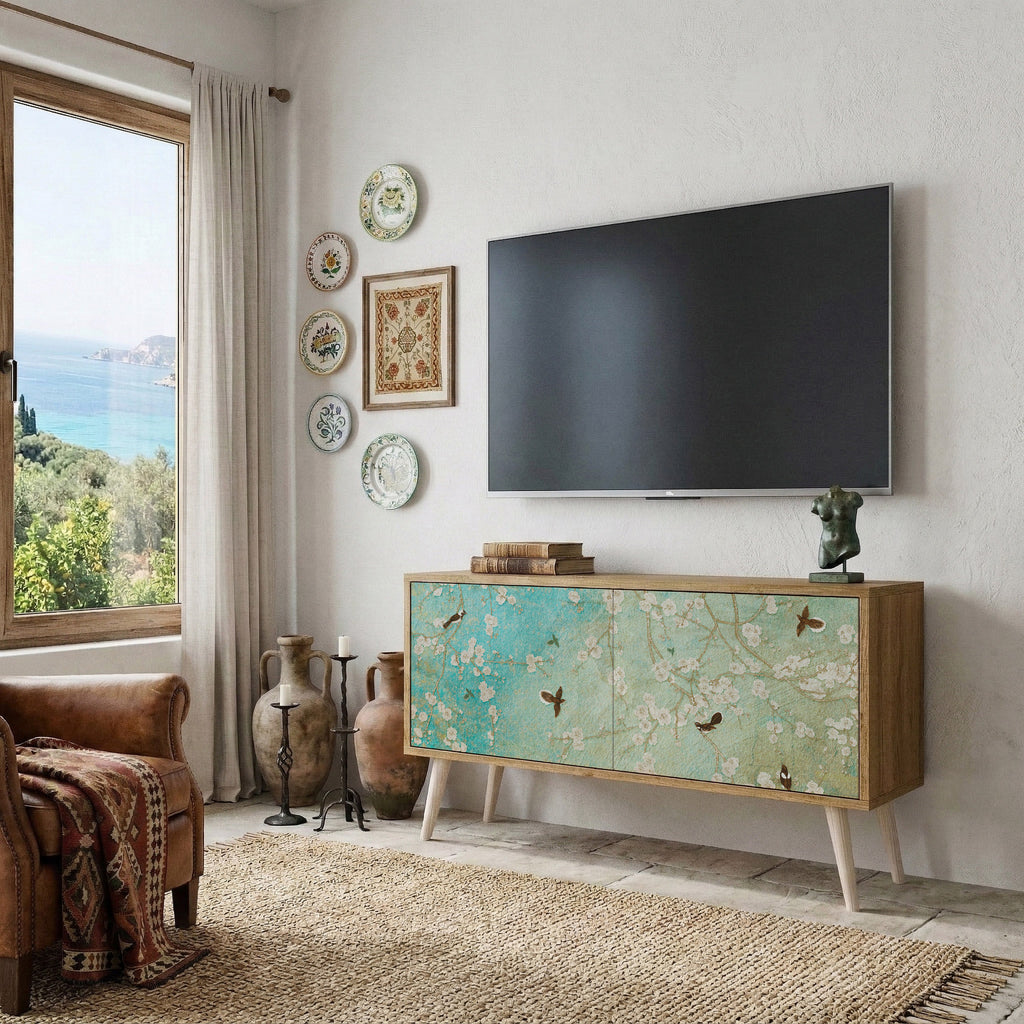 BLOOMING CHARM Mueble de TV Compacto de 2 puertas