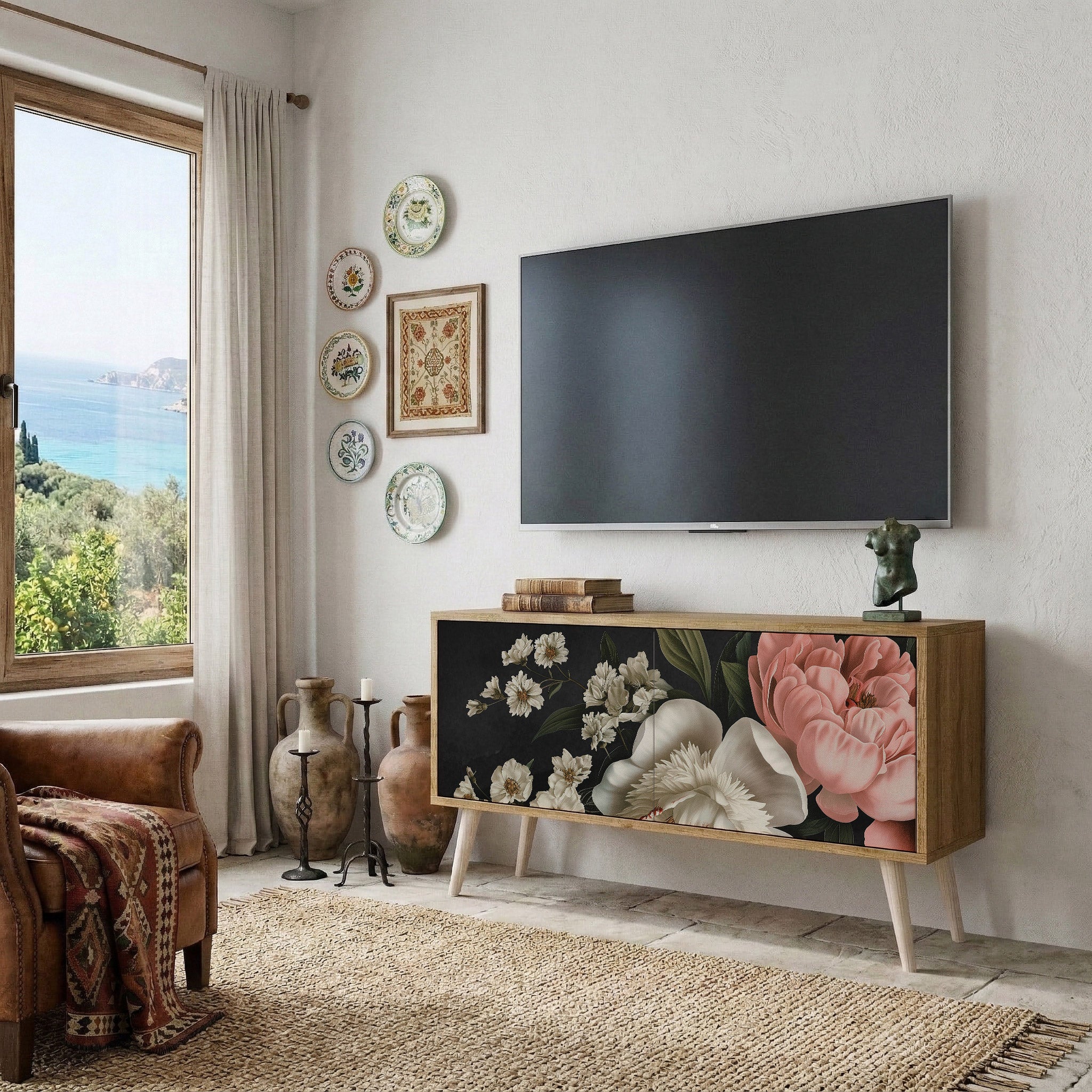 LUSH ELEGANCE Mueble de TV Compacto de 2 puertas