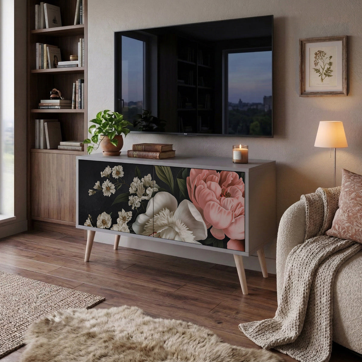 LUSH ELEGANCE Mueble de TV Compacto de 2 puertas