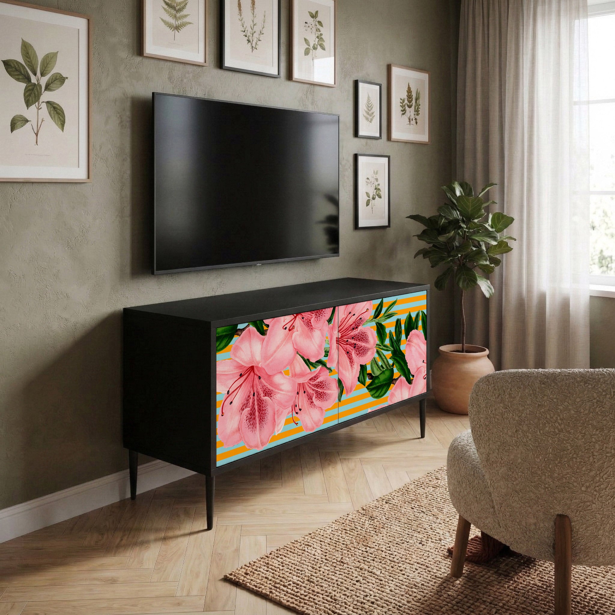 FRAGILE BEAUTY Mueble de TV Compacto de 2 puertas