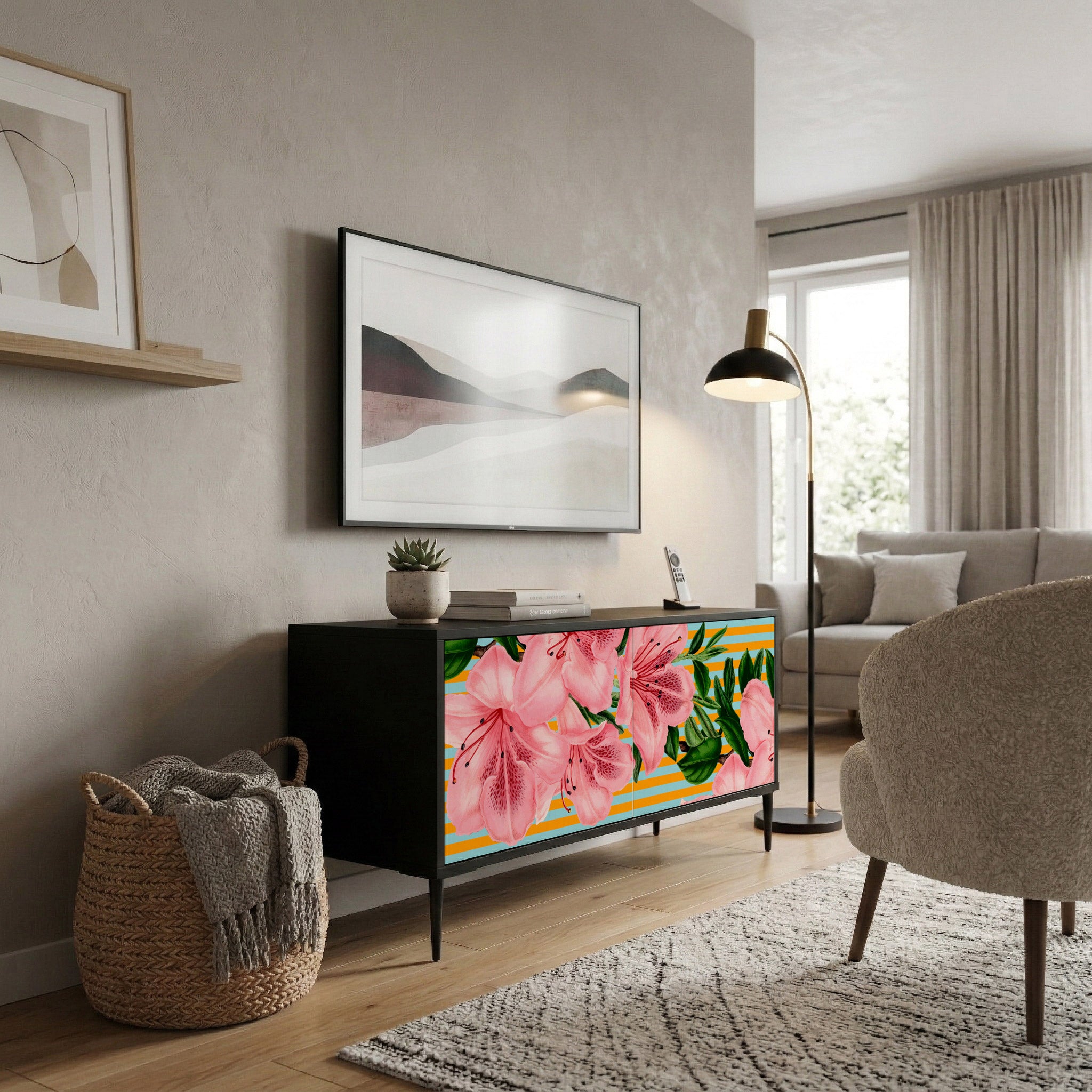 FRAGILE BEAUTY Mueble de TV Compacto de 2 puertas