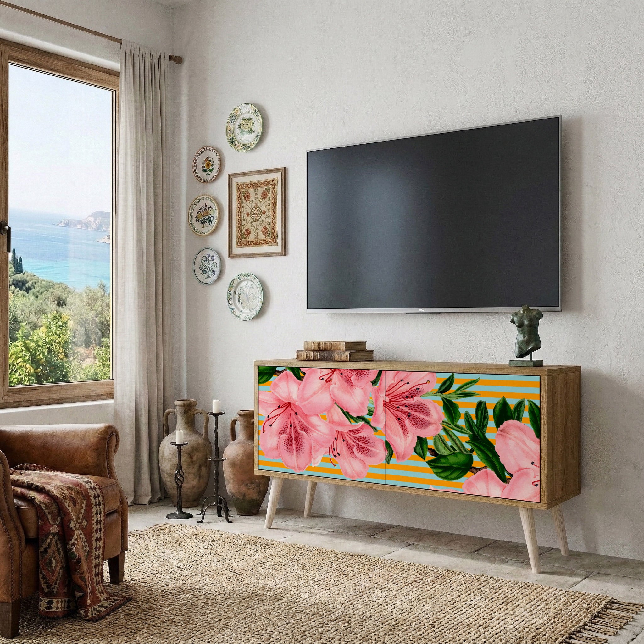 FRAGILE BEAUTY Mueble de TV Compacto de 2 puertas