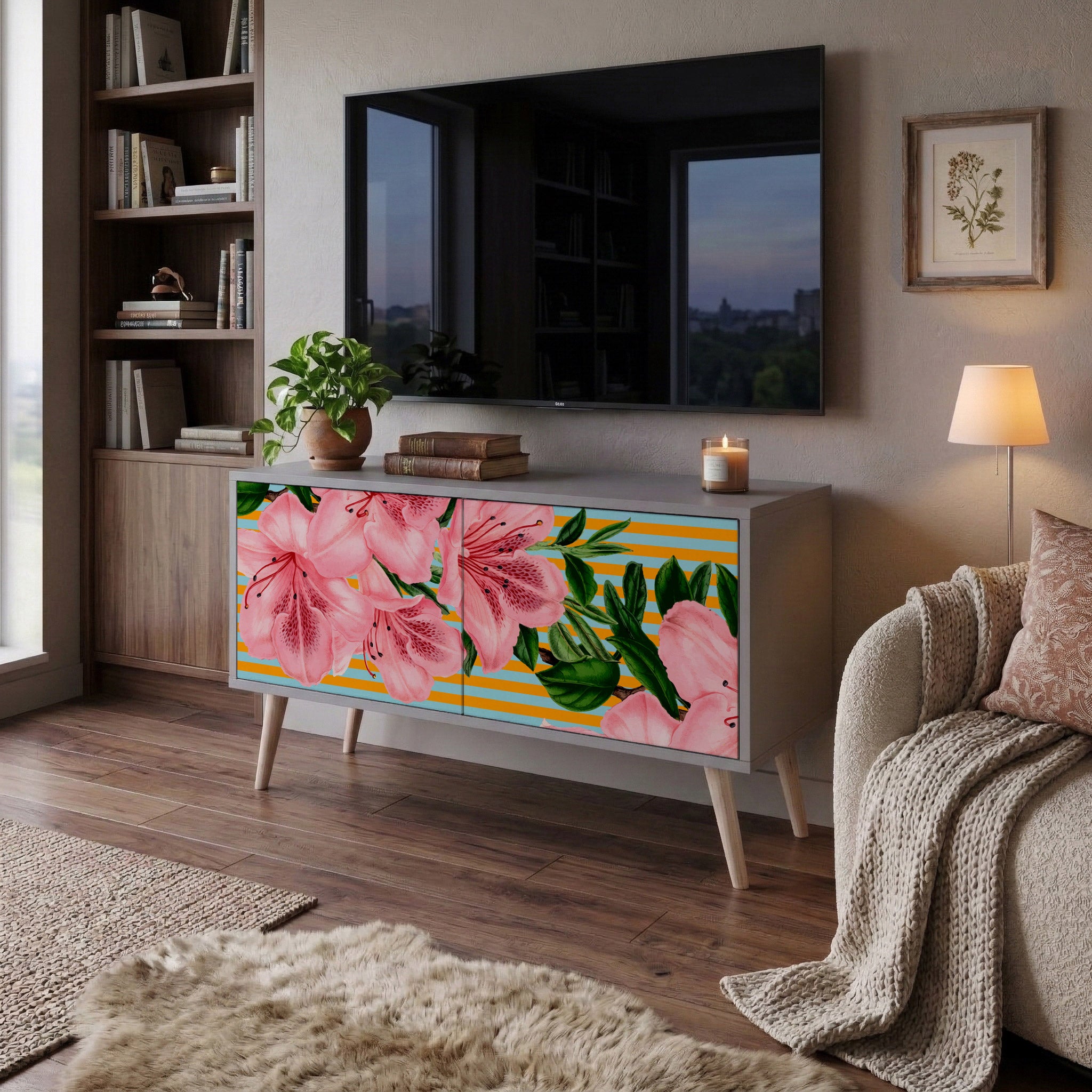 FRAGILE BEAUTY Mueble de TV Compacto de 2 puertas