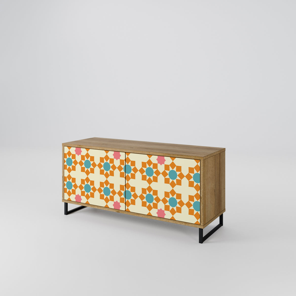FLORAL DECOR Mueble de TV Compacto de 2 puertas