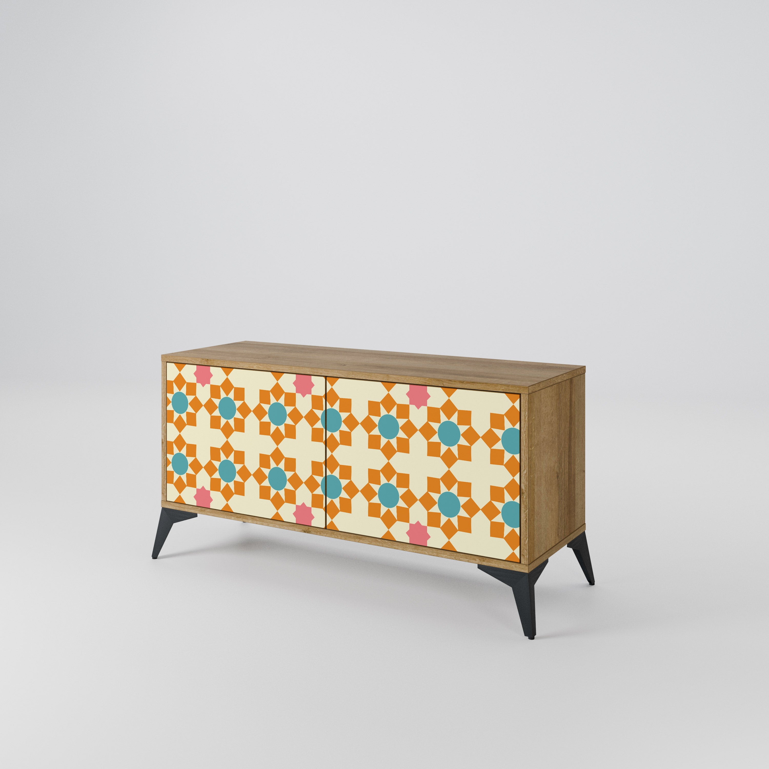 FLORAL DECOR Mueble de TV Compacto de 2 puertas