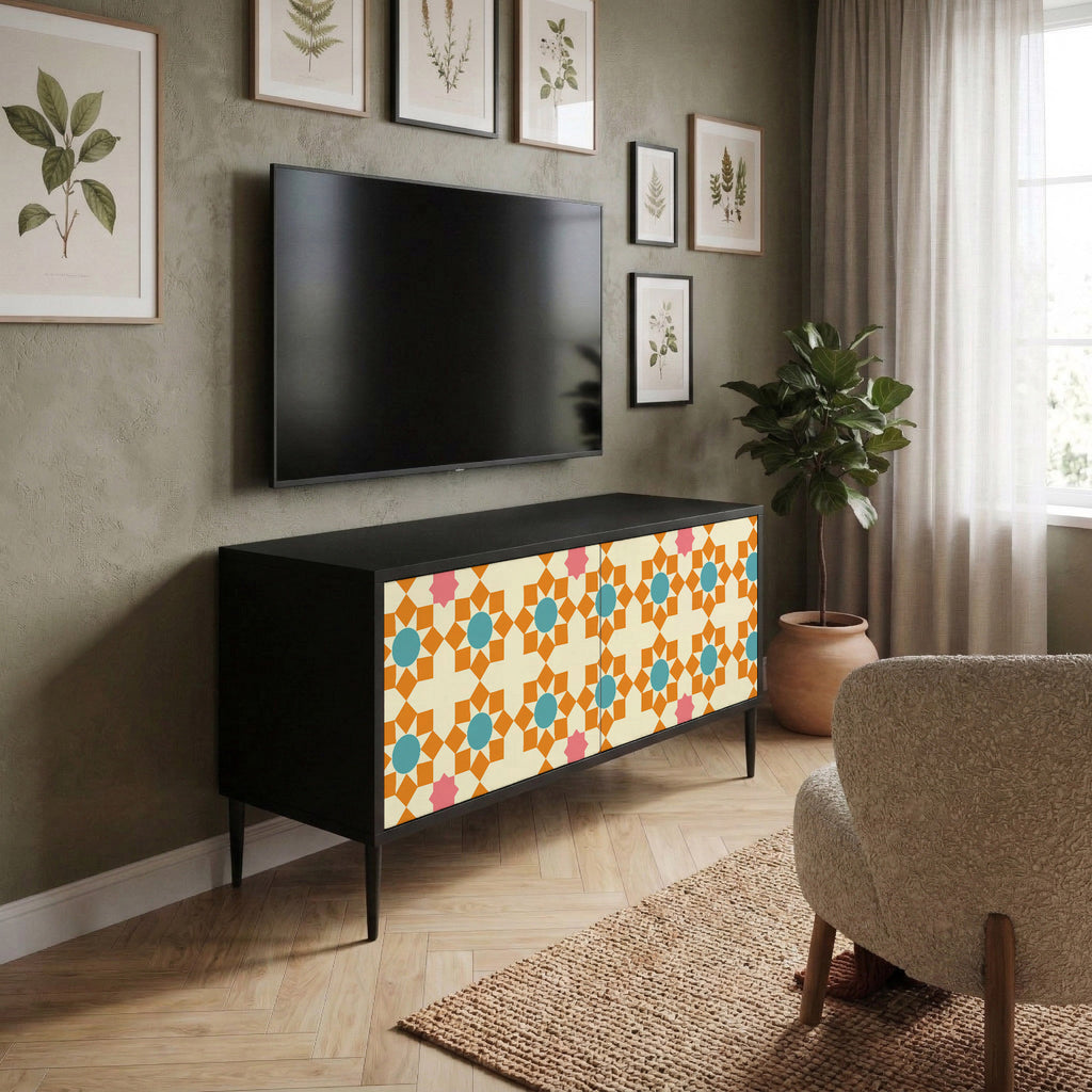 FLORAL DECOR Mueble de TV Compacto de 2 puertas