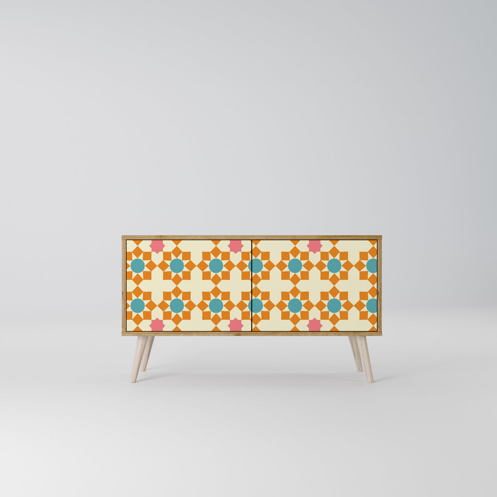 FLORAL DECOR Mueble de TV Compacto de 2 puertas