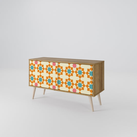 FLORAL DECOR Mueble de TV Compacto de 2 puertas