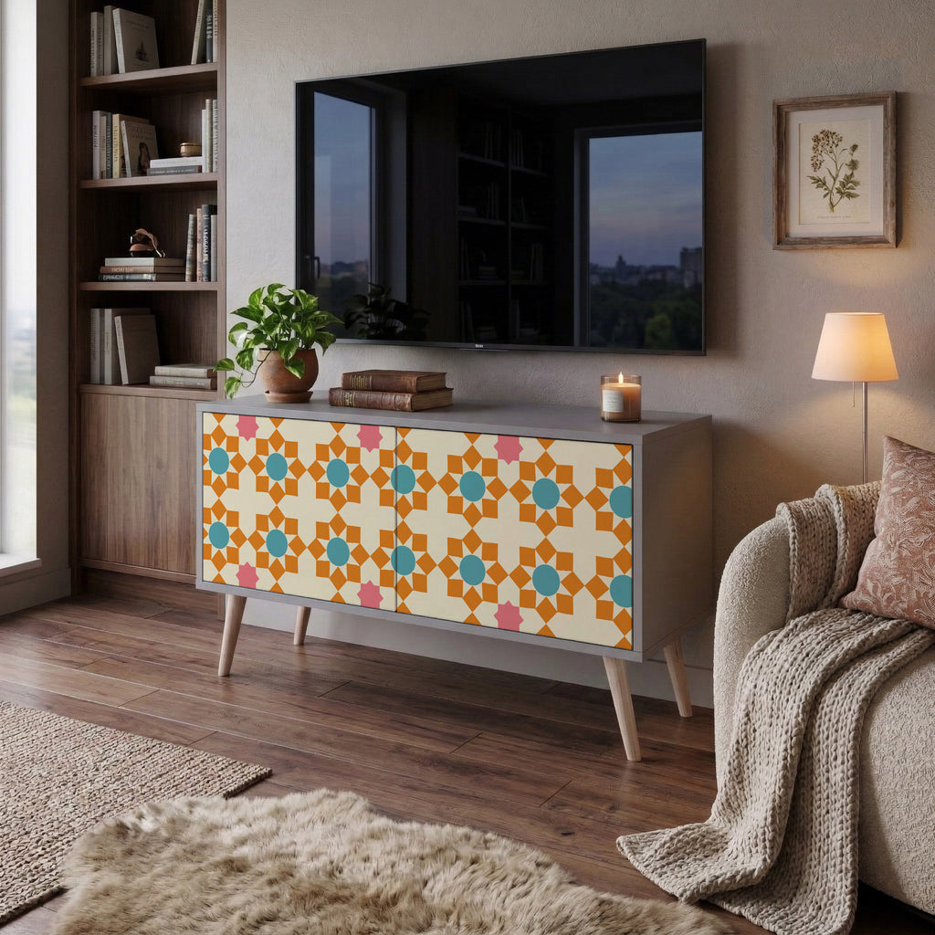FLORAL DECOR Mueble de TV Compacto de 2 puertas