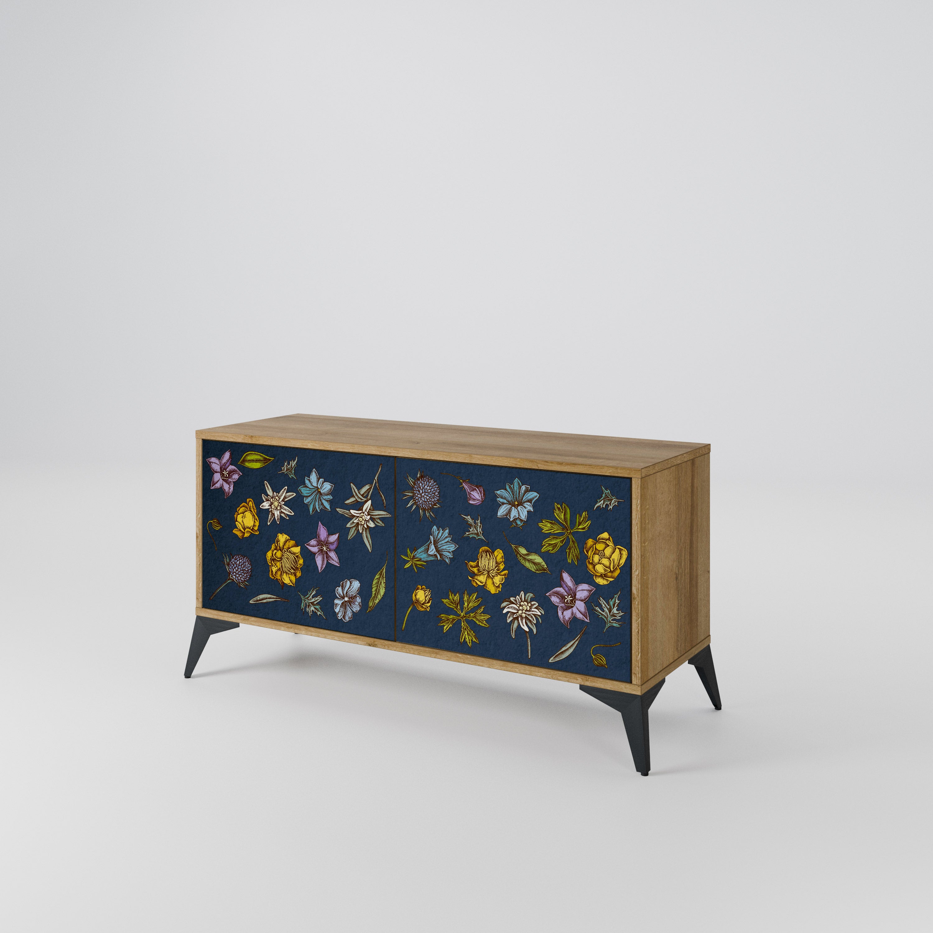 FLOWERS ON NAVY BLUE Mueble de TV Compacto de 2 puertas