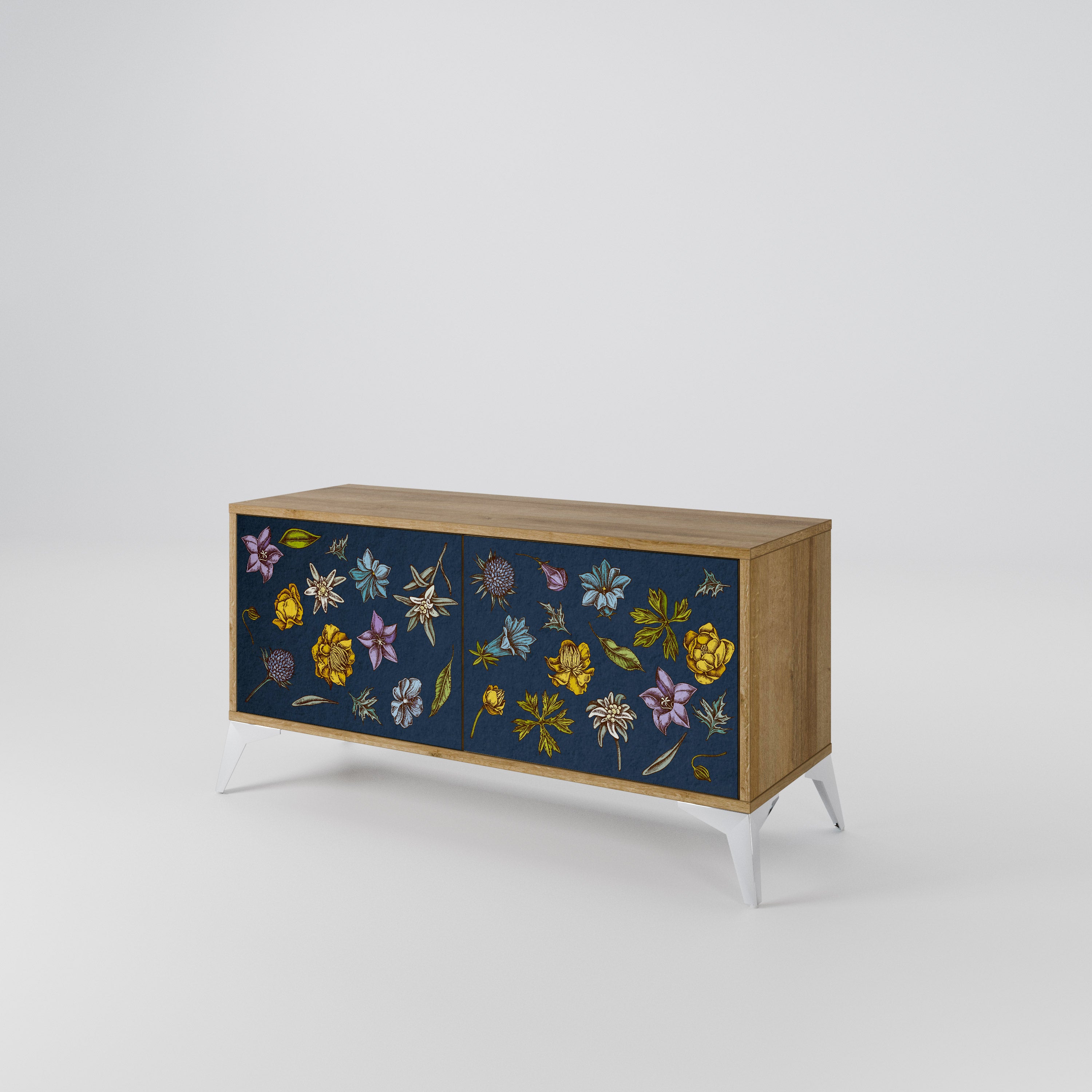 FLOWERS ON NAVY BLUE Mueble de TV Compacto de 2 puertas