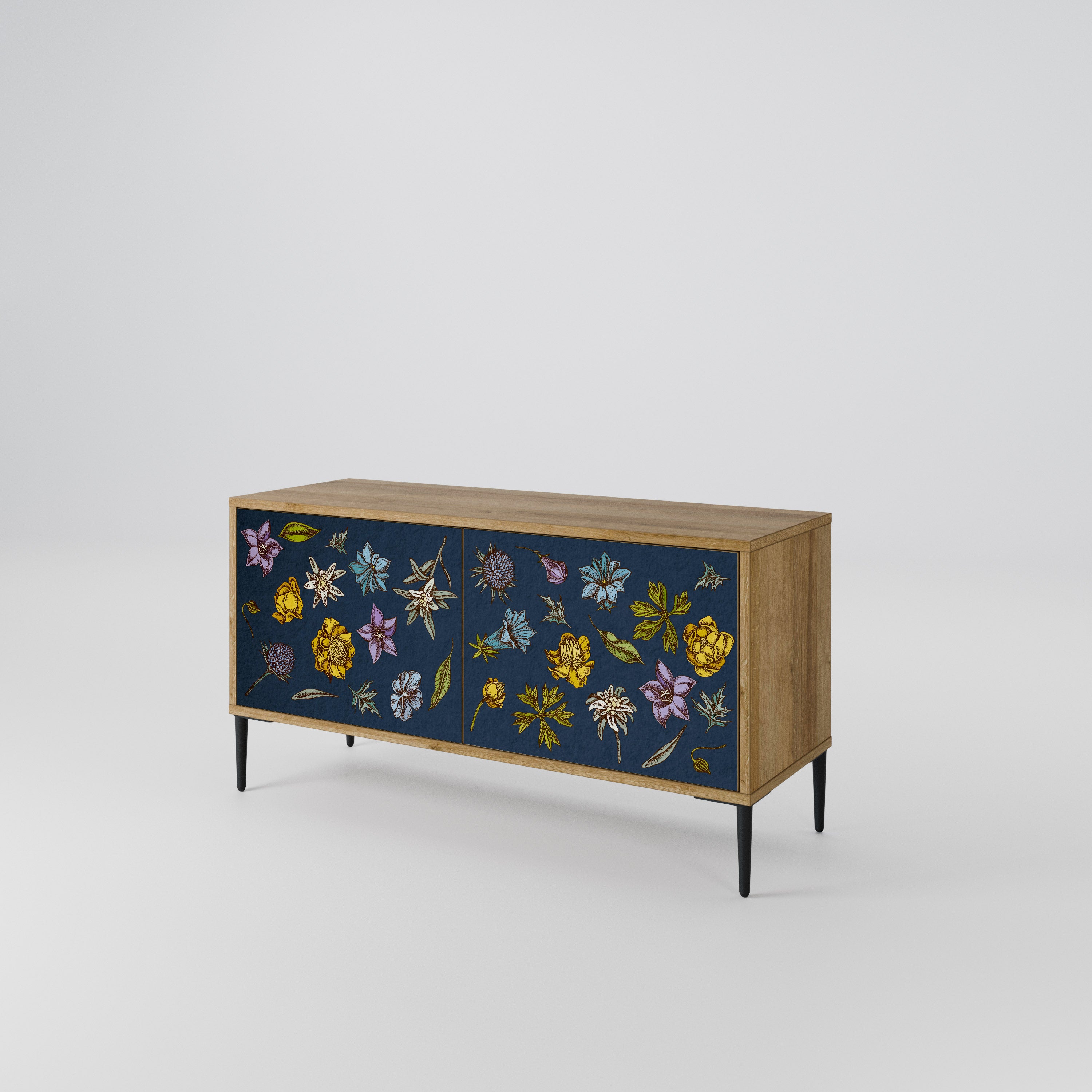 FLOWERS ON NAVY BLUE Mueble de TV Compacto de 2 puertas